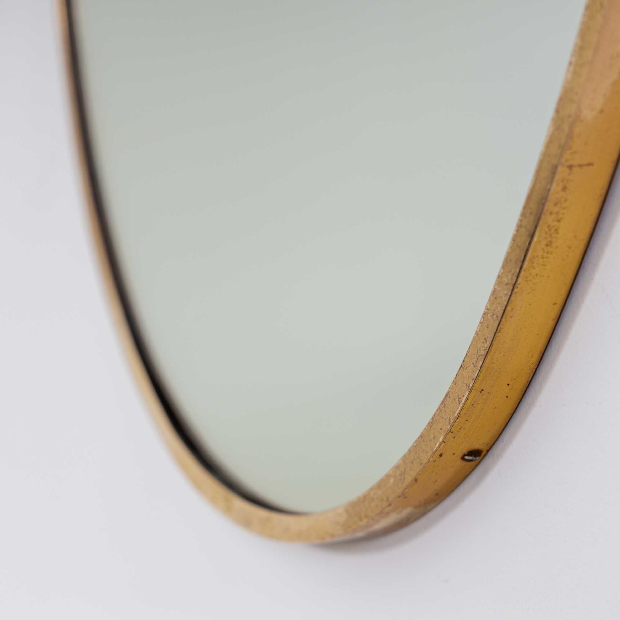 Mid-Century Modern Brass Wall Mirror, Italy Mid-20th Century For Sale