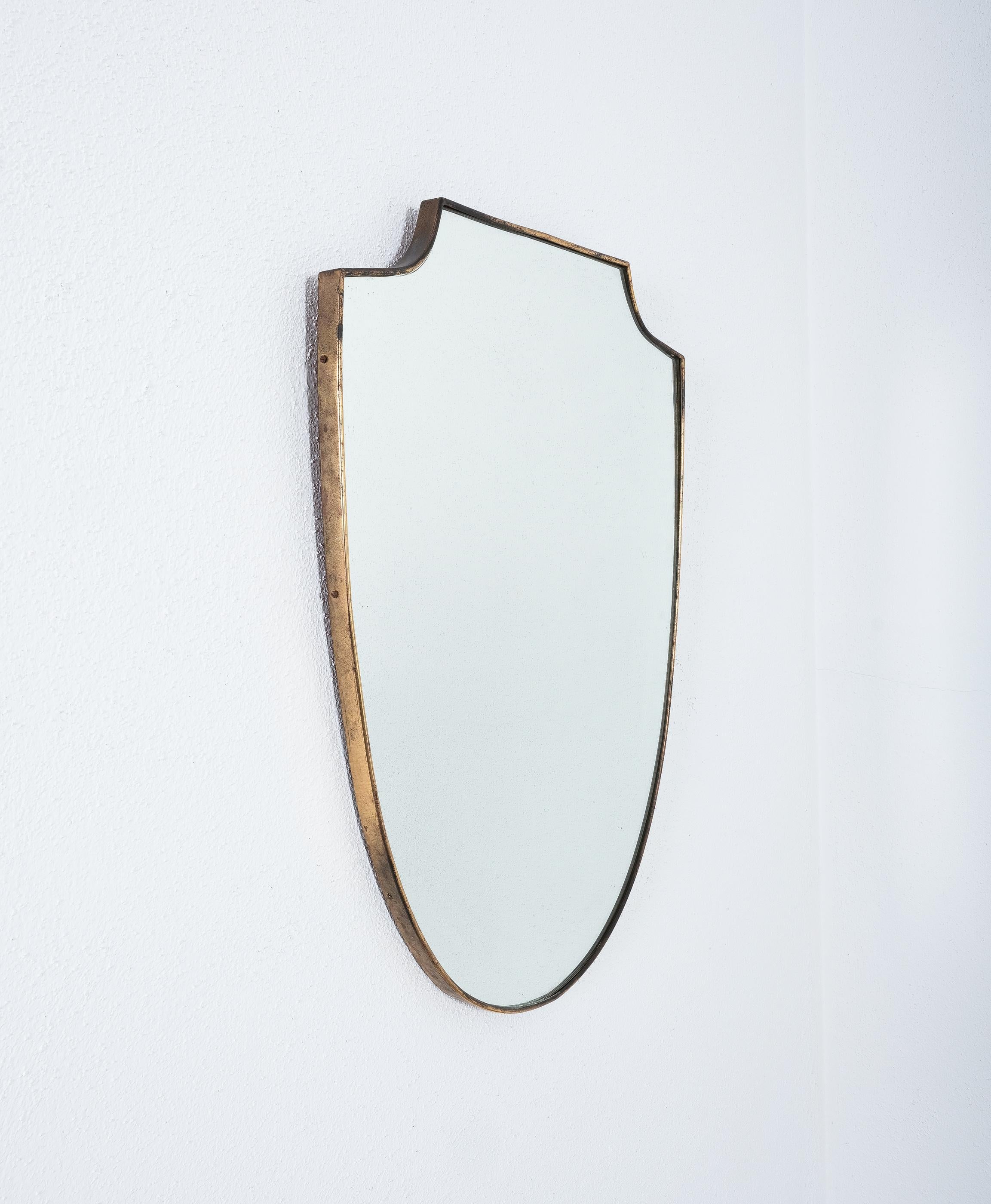 Mid-Century Modern Brass Wall Mirror, Italy, Mid Century For Sale