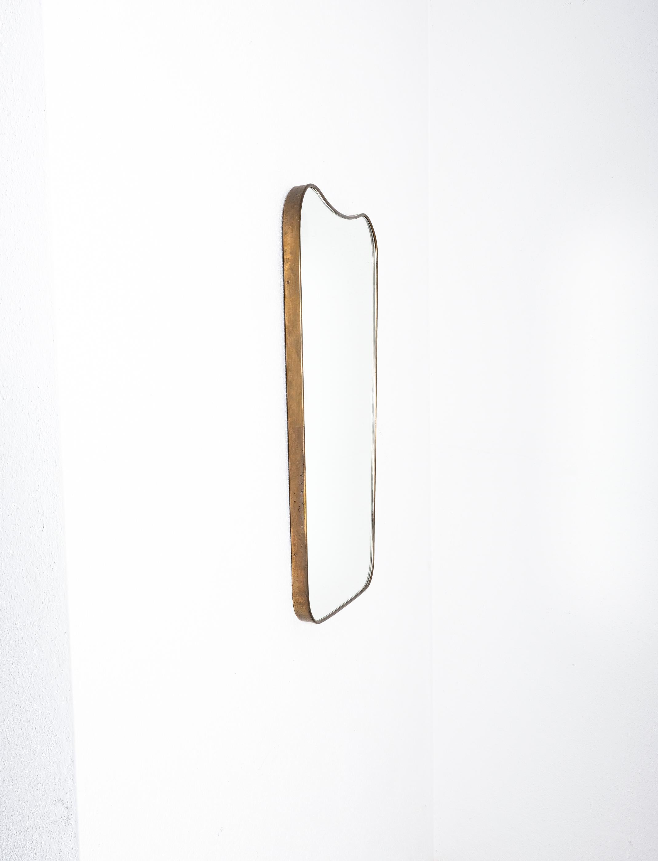 Mid-Century Modern Brass Wall Mirror, Italy, Mid Century