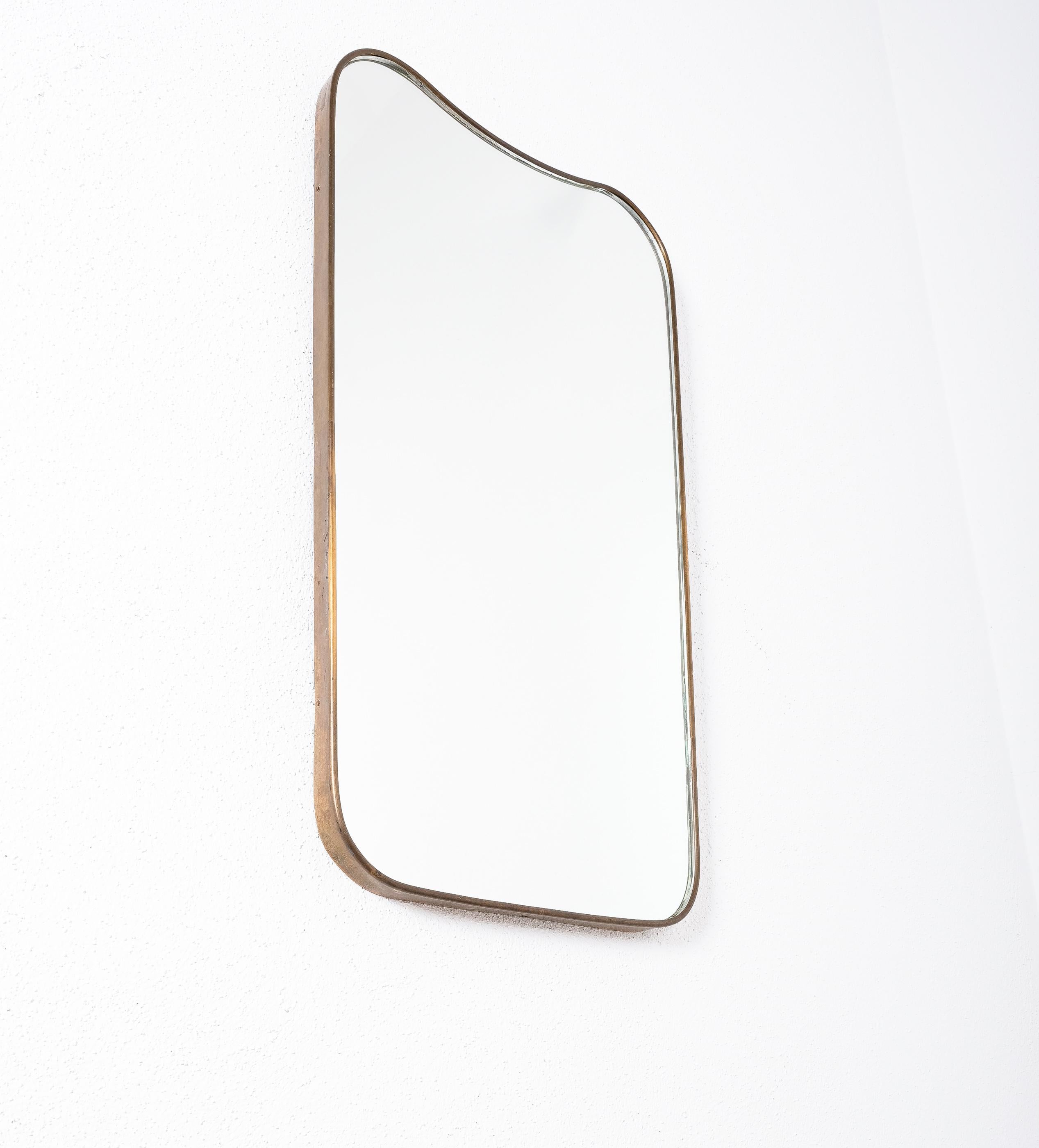 Brass Wall Mirror, Italy, Mid Century In Good Condition In Vienna, AT
