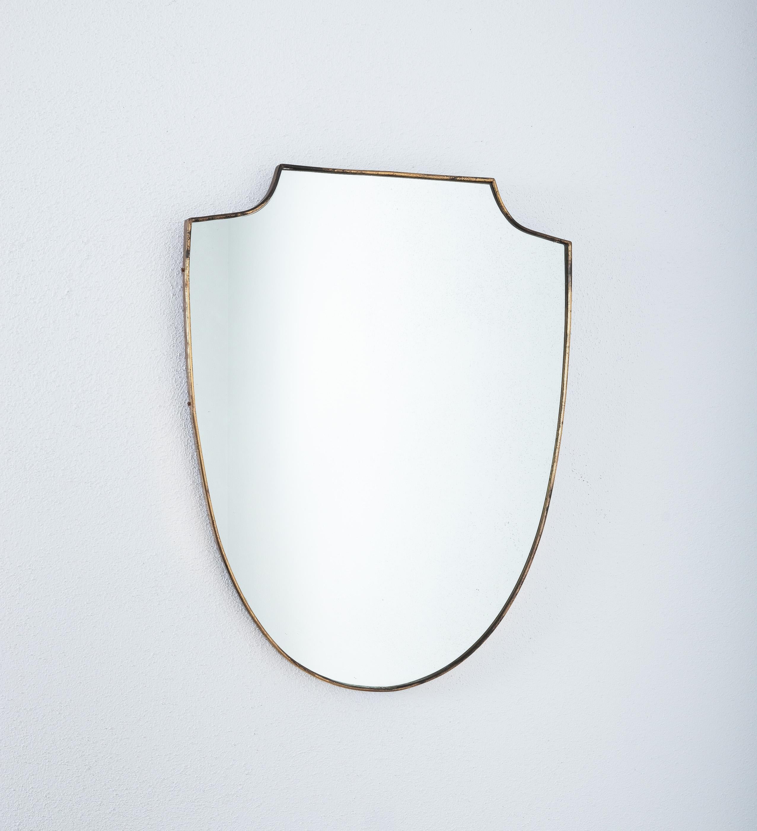 Mid-20th Century Brass Wall Mirror, Italy, Mid Century For Sale