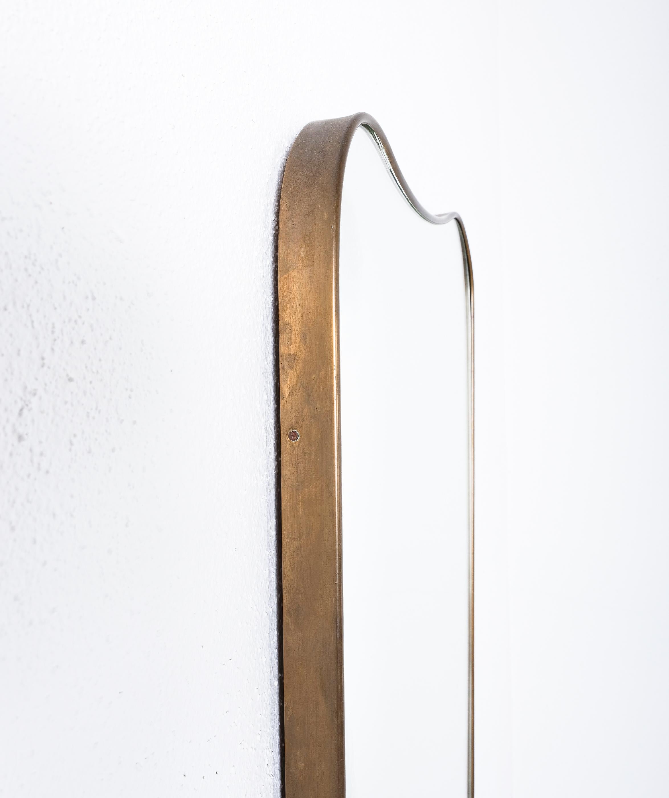 Mid-20th Century Brass Wall Mirror, Italy, Mid Century