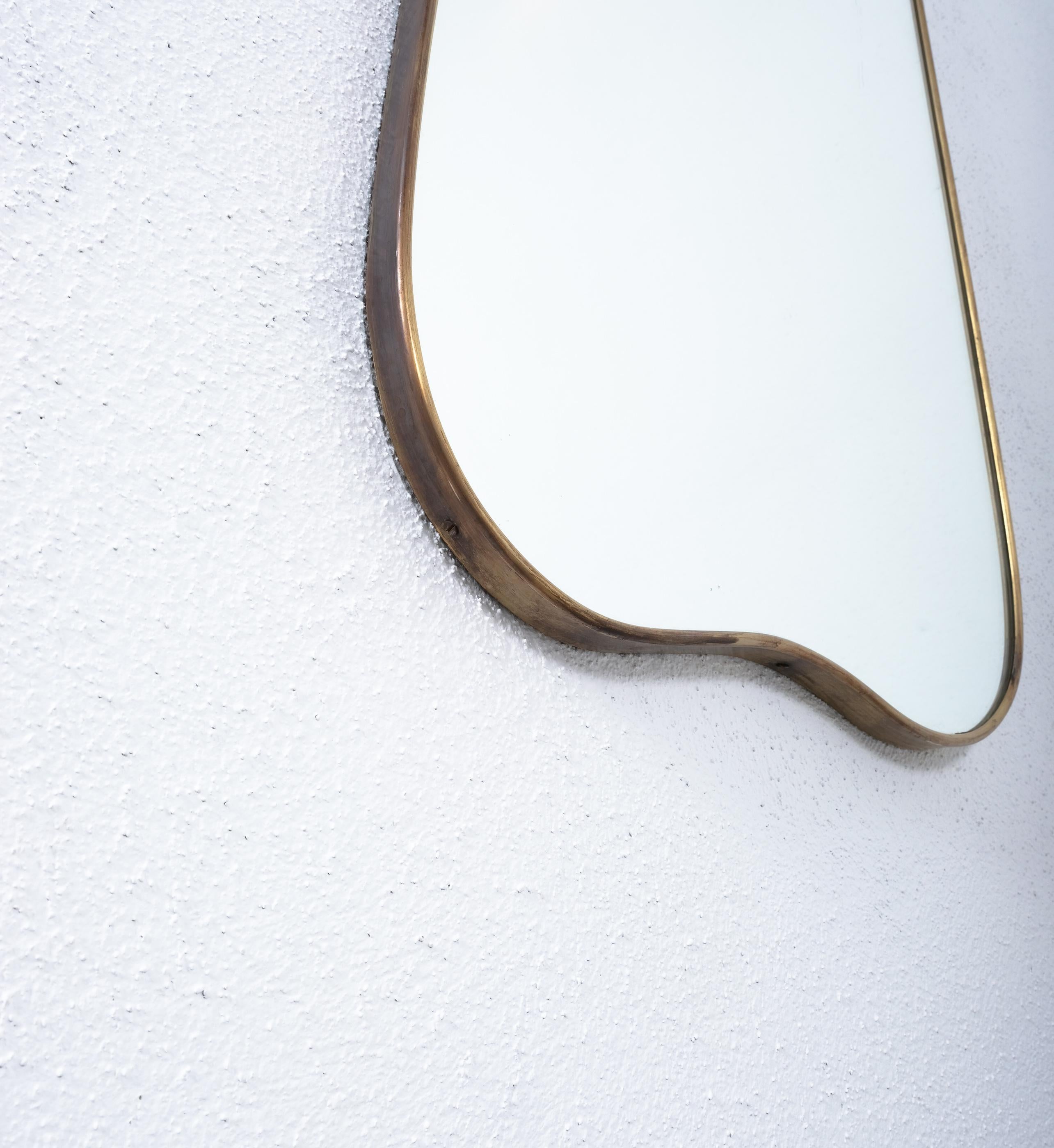 Mid-20th Century Brass Wall Mirror Large, Italy, circa 1955 For Sale