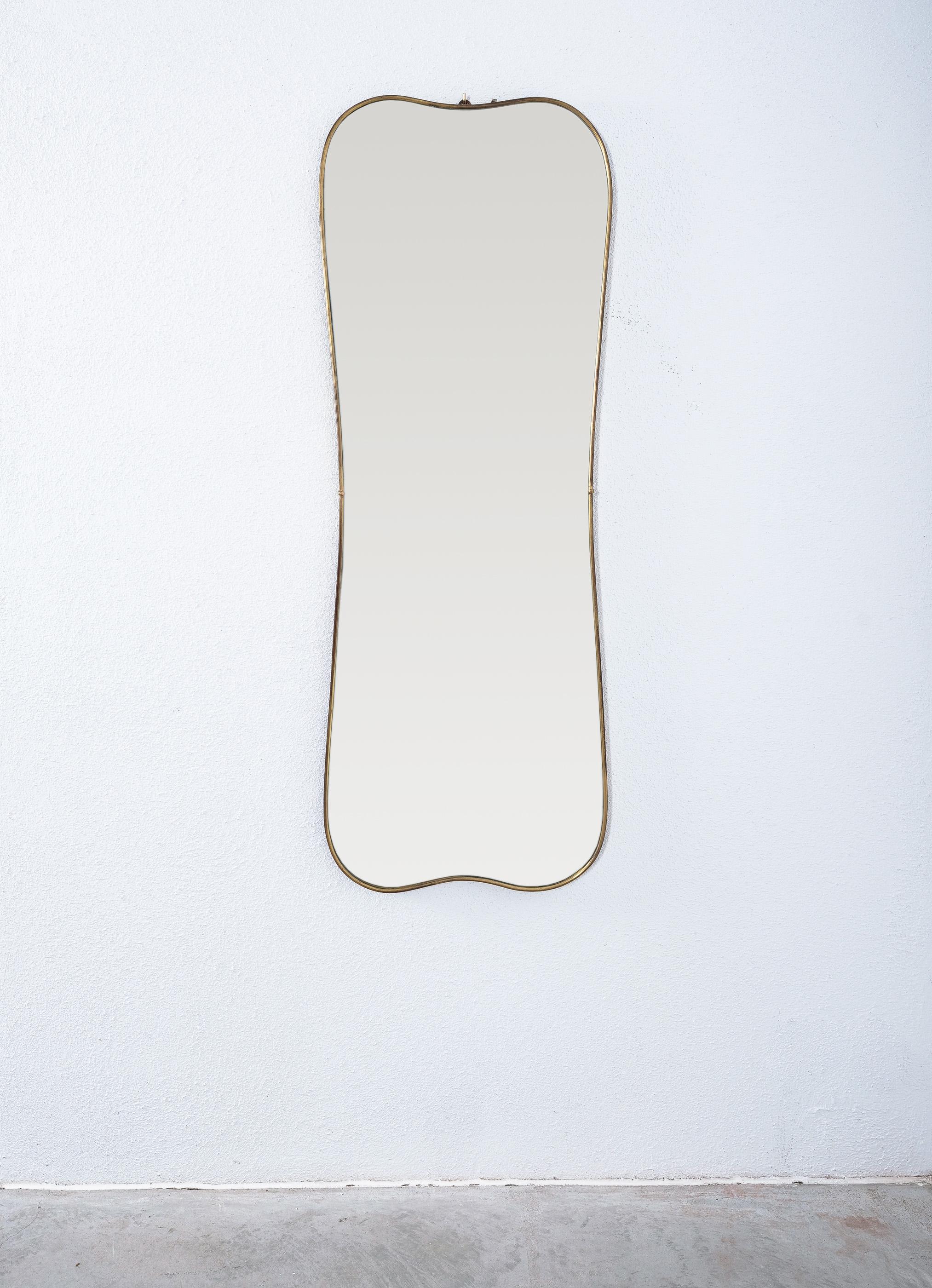 Brass Wall Mirror Large, Italy, circa 1955 For Sale 1