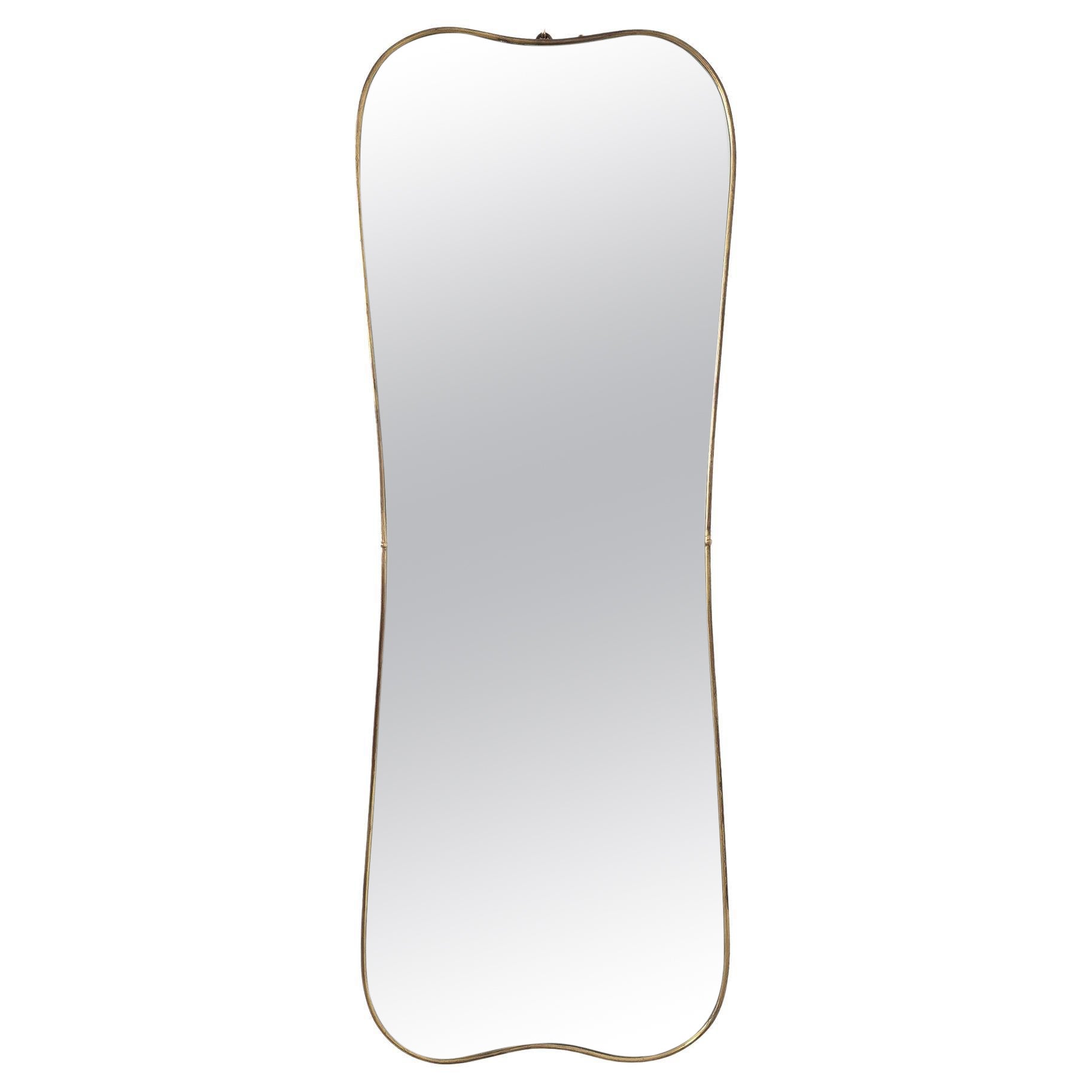 Brass Wall Mirror Large, Italy, circa 1955