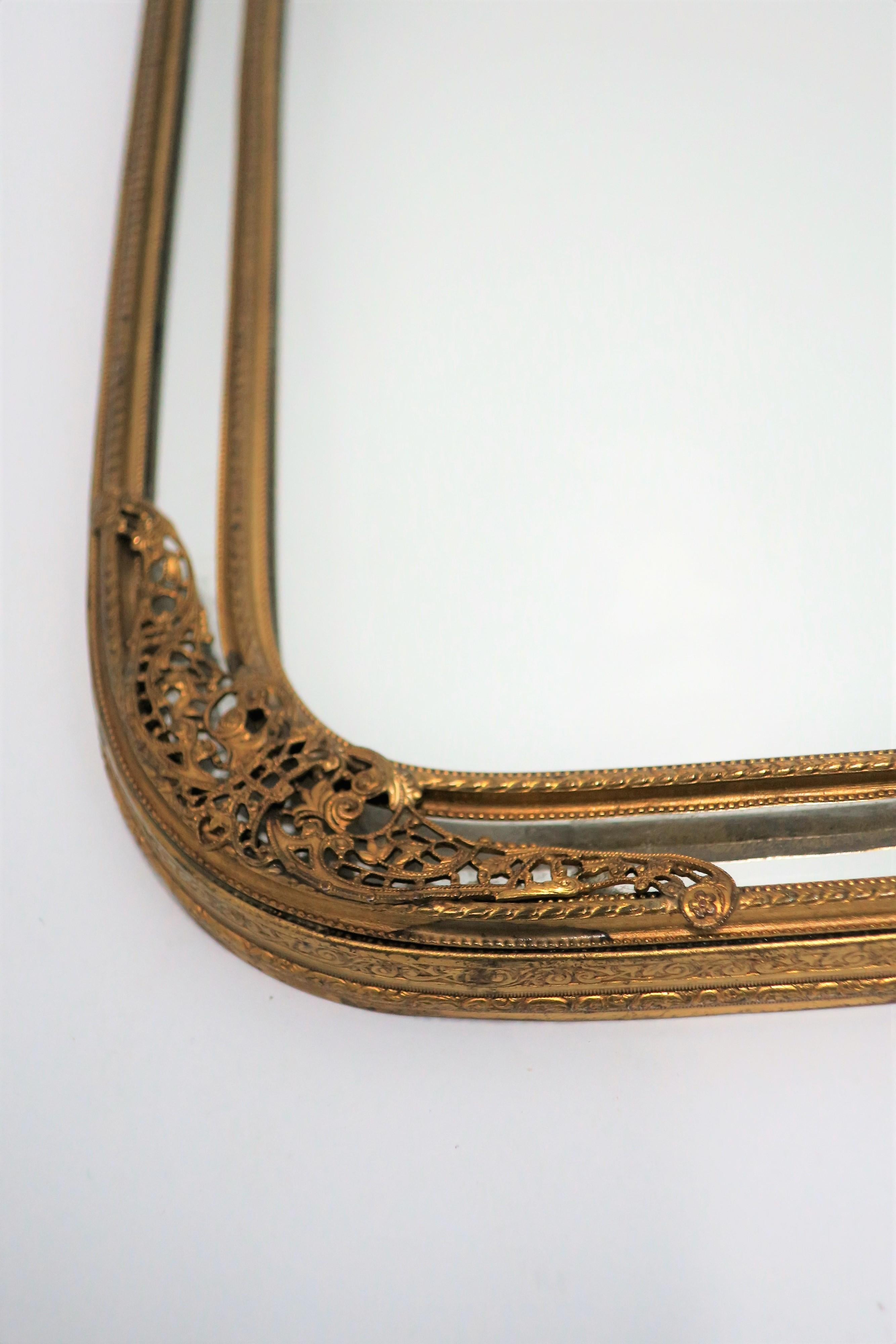 European Brass Wall or Vanity Mirror, Small For Sale 8