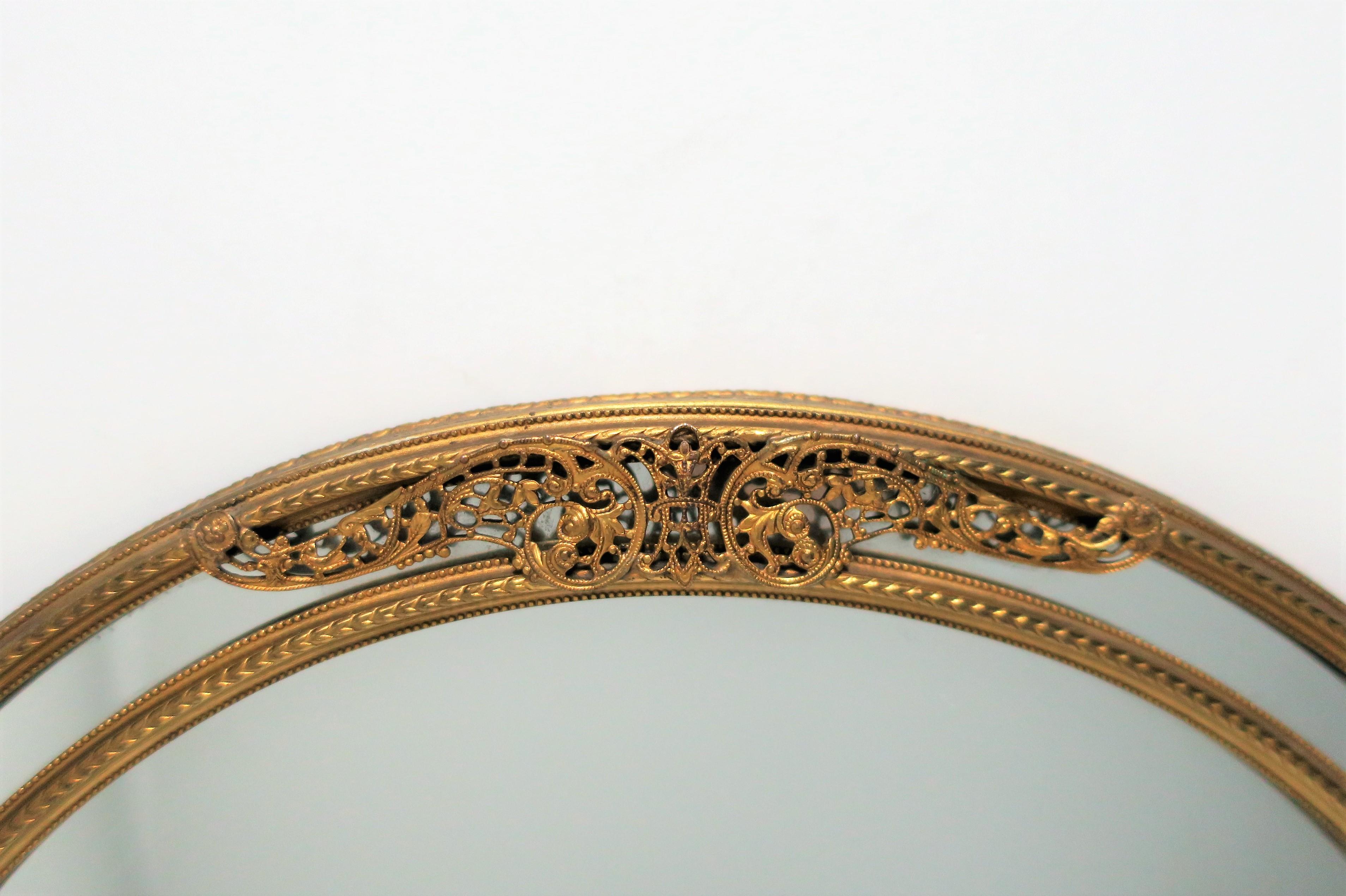 European Brass Wall or Vanity Mirror, Small For Sale 3