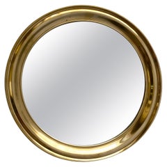 Brass Wall Round Mirror, Italy, 1960s
