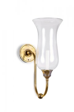 Brass Wall Sconce with Glass Hurricane Globe