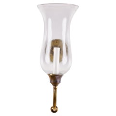 Vintage Brass Wall Sconce with Glass Hurricane Globe