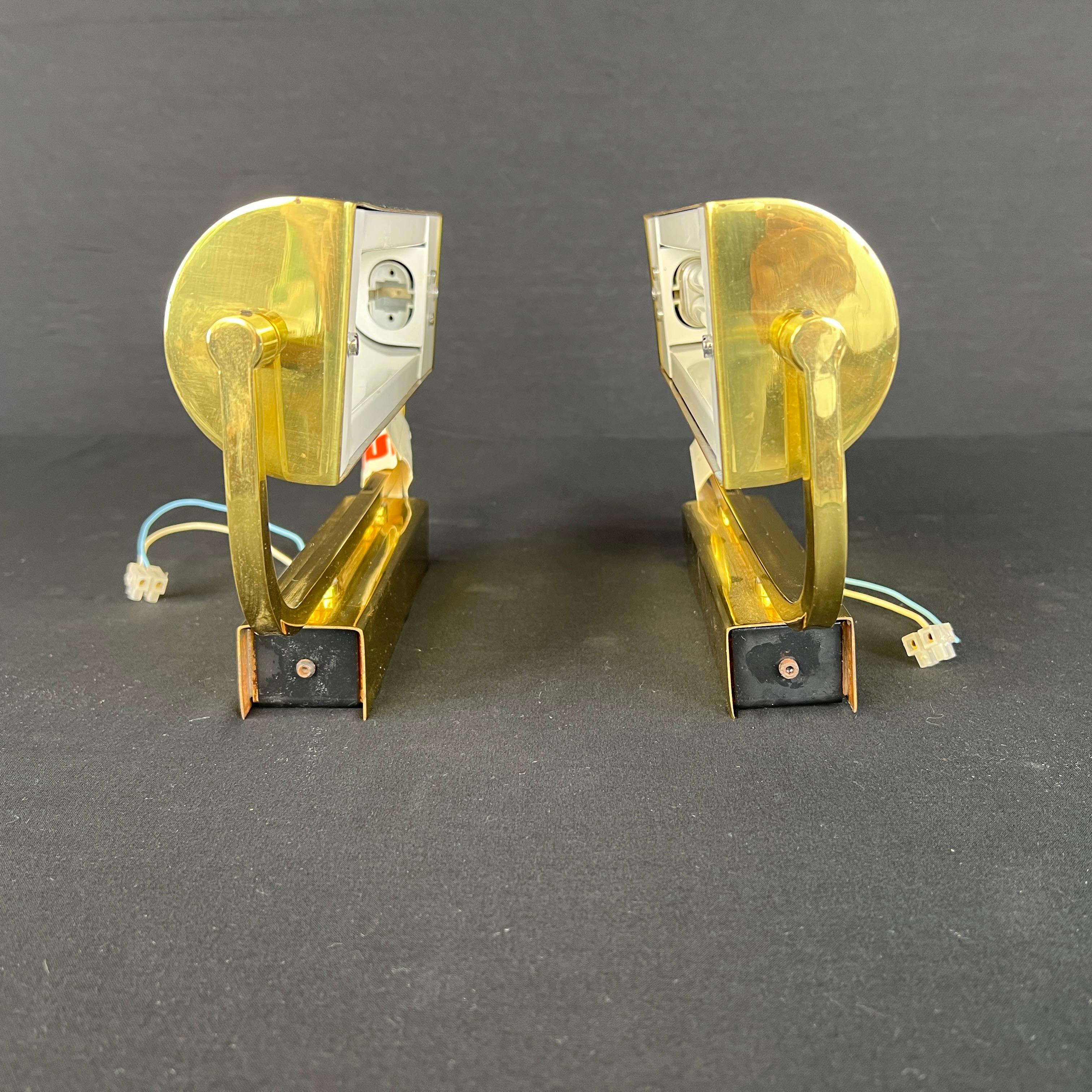 Italian Brass Wall Sconces by Sergio Bernardi, 1970s – A Pair For Sale