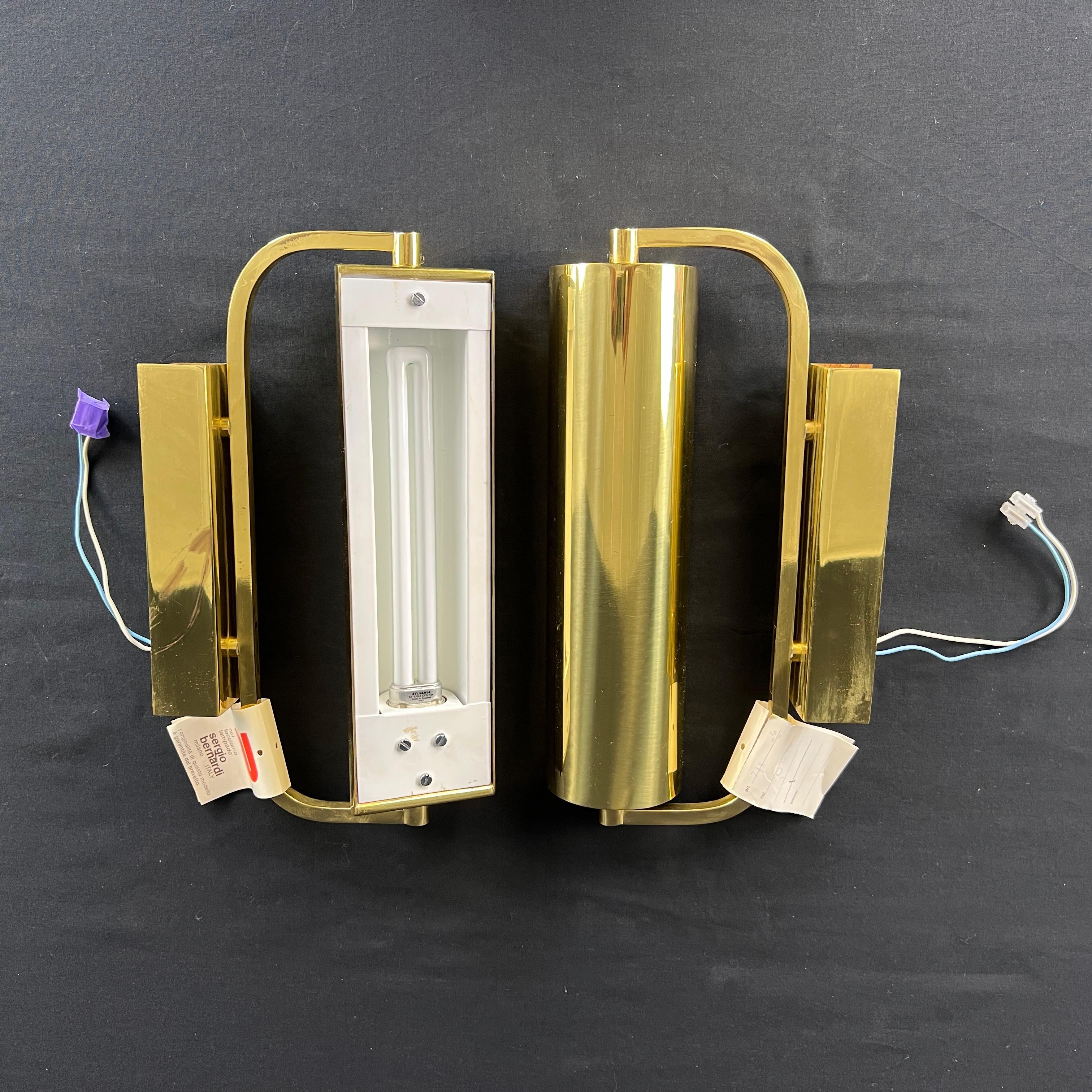 Brass Wall Sconces by Sergio Bernardi, 1970s – A Pair For Sale 1