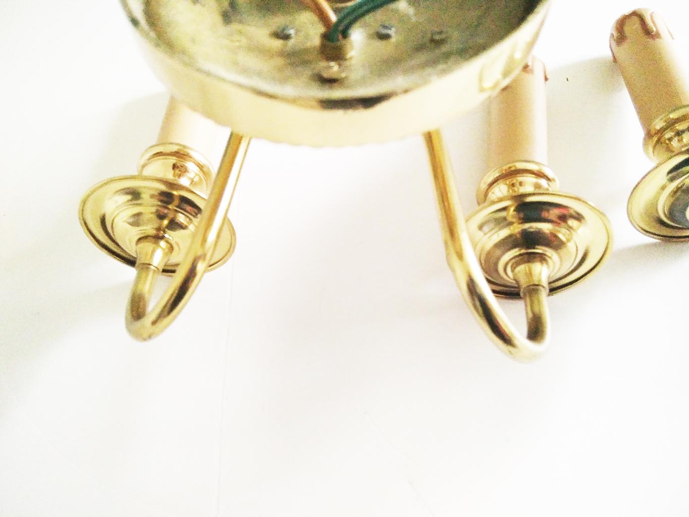 French Wall Sconces With Two Lights Brass Gold Louis XVI Style, Mid 20th Century France