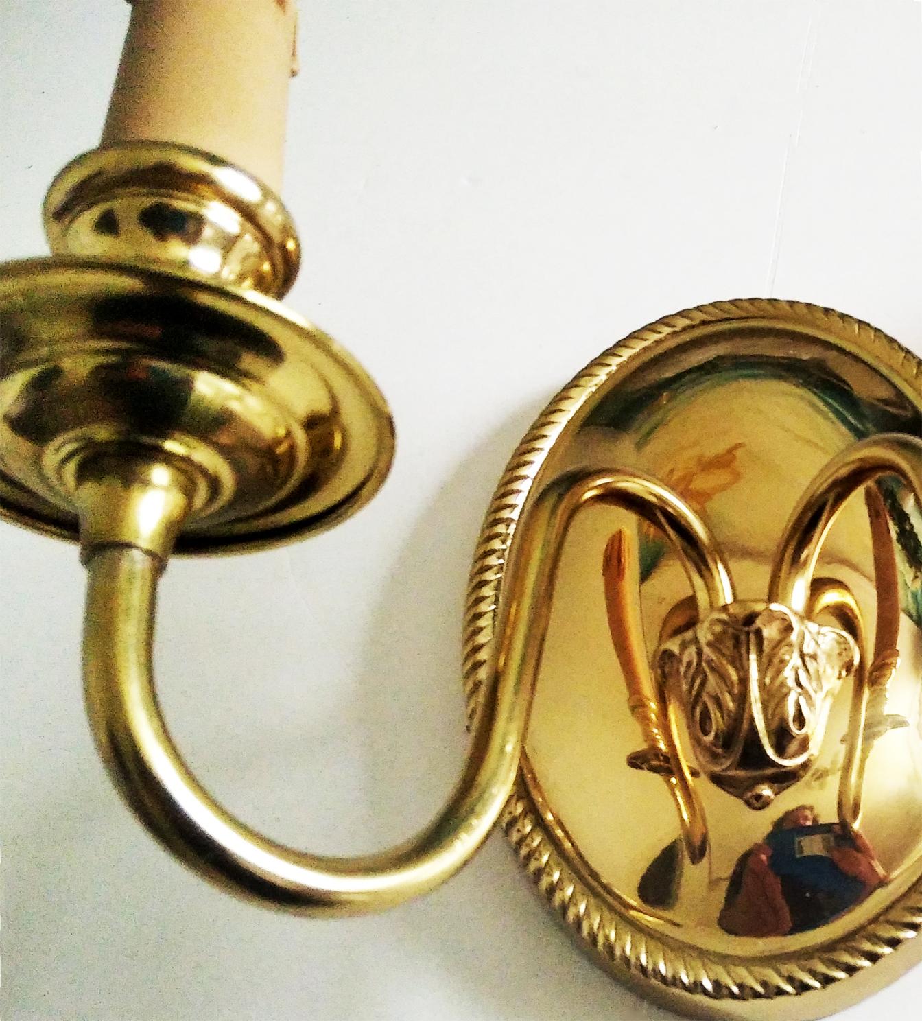 Wall Sconces With Two Lights Brass Gold Louis XVI Style, Mid 20th Century France In Excellent Condition In Mombuey, Zamora