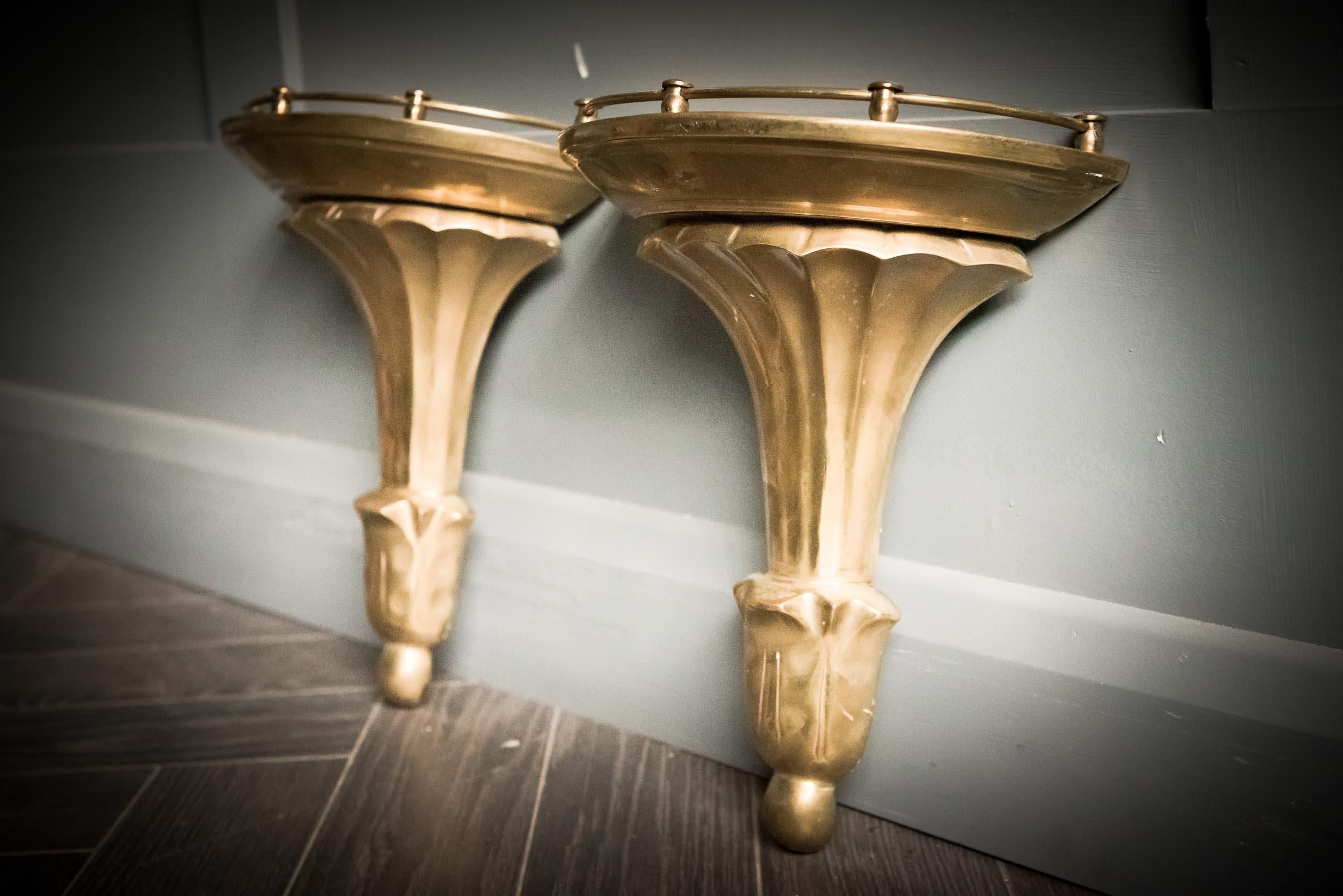 Brass Wall Sconces Galleried For Sale 1
