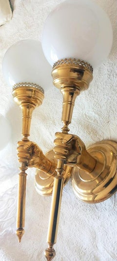 Wall Sconces  Shape of a Torch Held With Fist Monumental Style Italy /Spain 71cm