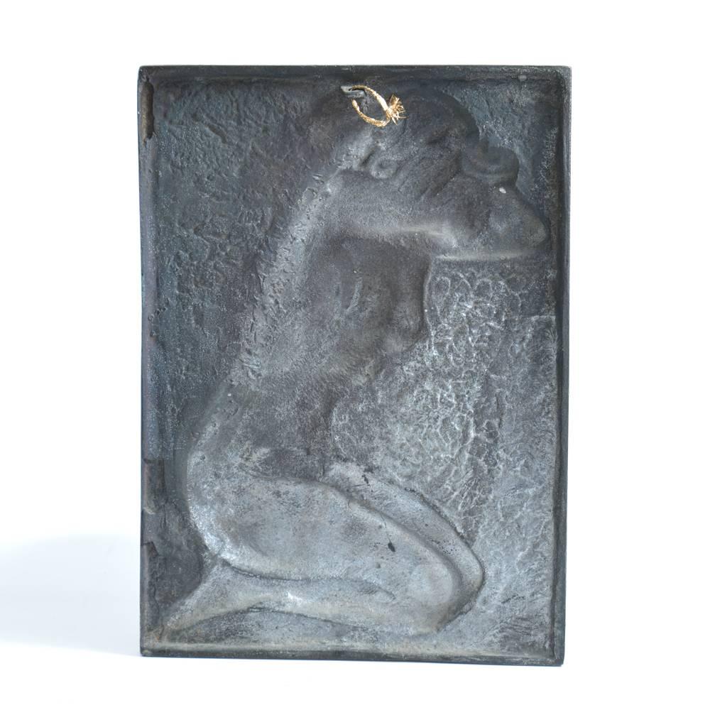 Brass Wall Sculpture Naked Woman, circa 1940 For Sale 2