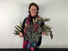 Brass Wall Sculpture Wheat Plant, Corn Stalk, 1960s