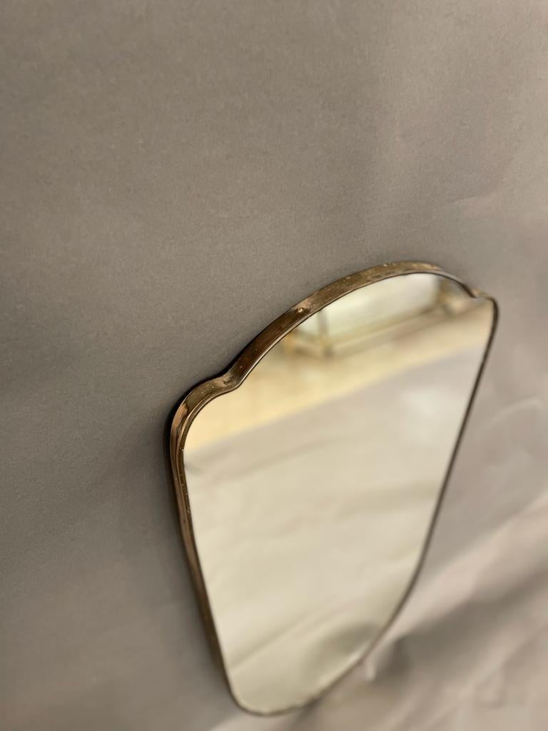 Brass Wall Shield Mirror, Italy, 1950s In Good Condition In London, GB