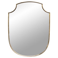 original mirror shield Brass Wall Shield Mirror, Italy, 1950s