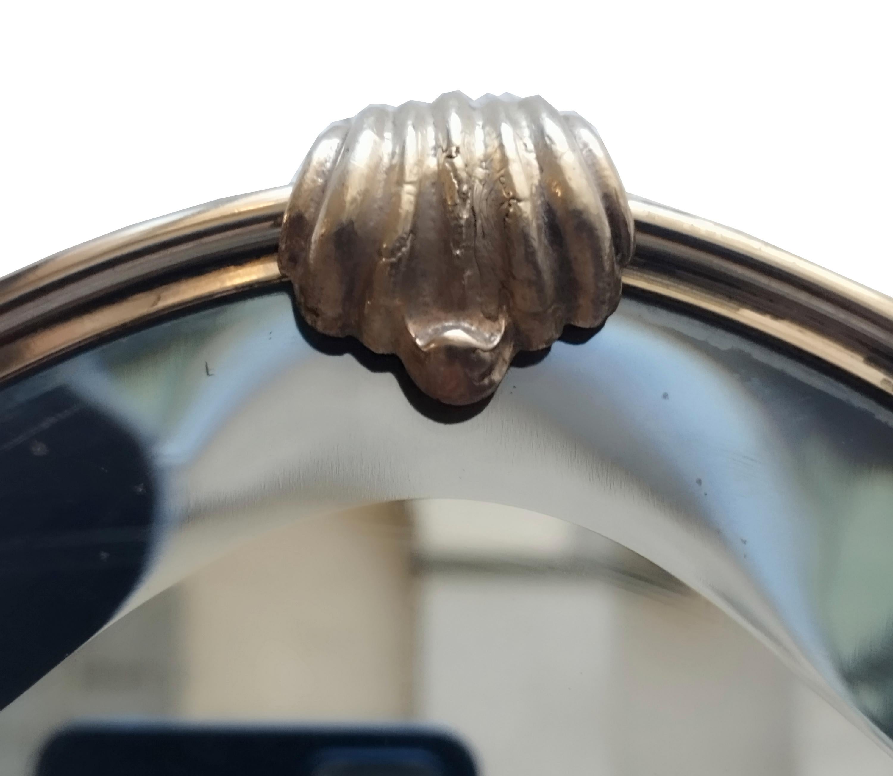 Italian Brass Wall Shield Mirror, Italy, 1960s For Sale