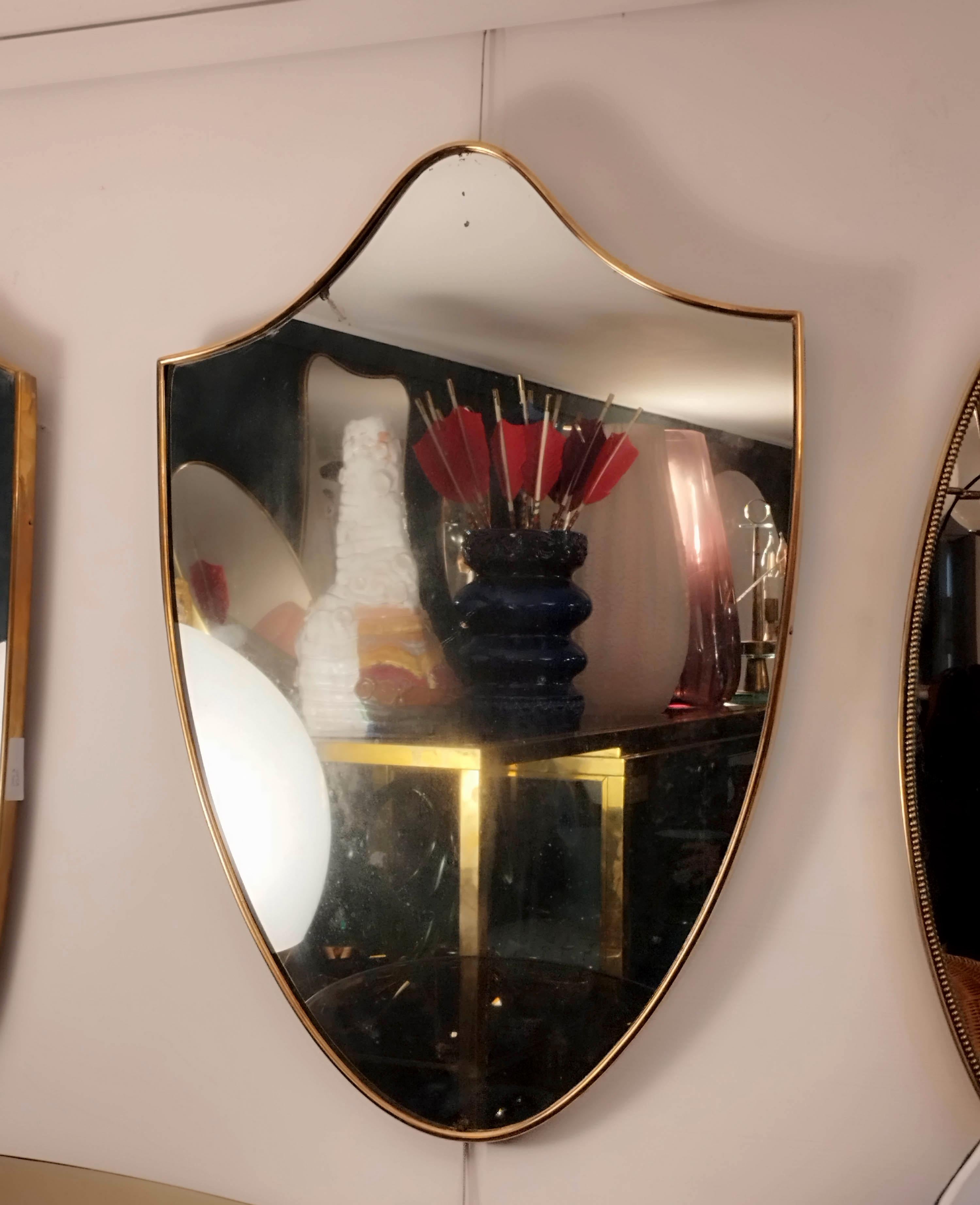 Wandschilfrohr-Spiegel aus Messing, Italien, 1960er Jahre im Zustand „Gut“ im Angebot in Naples, IT