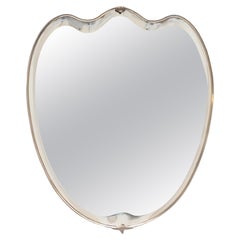 Brass Wall Shield Mirror, Italy, 1960s