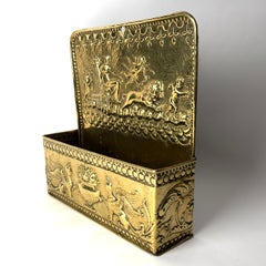 Brass Wall Utensil Holder, Empire, Early 19th C, with Roman Goddess with Putti