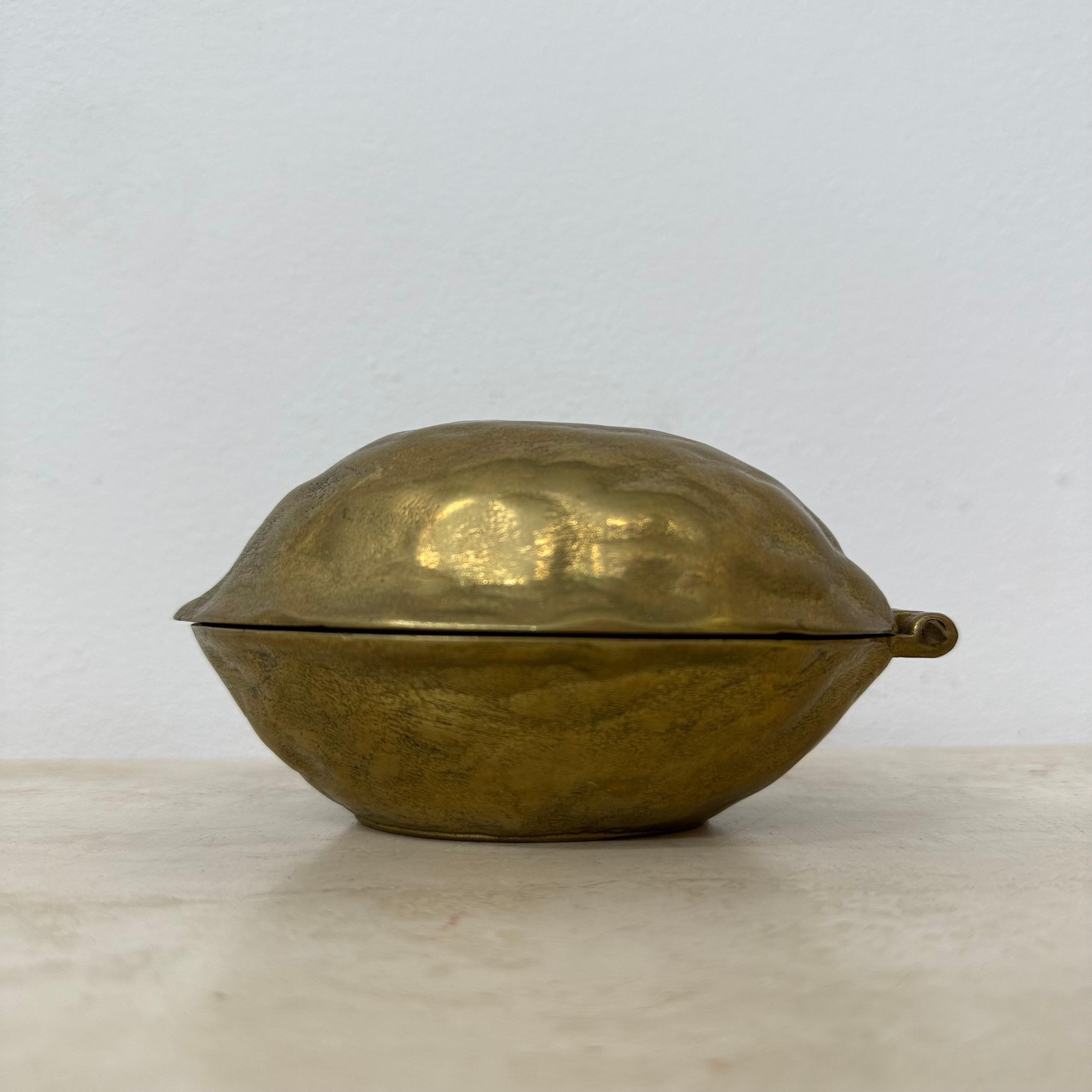 Brass walnut shaped nut cracker , 1970’s For Sale 1