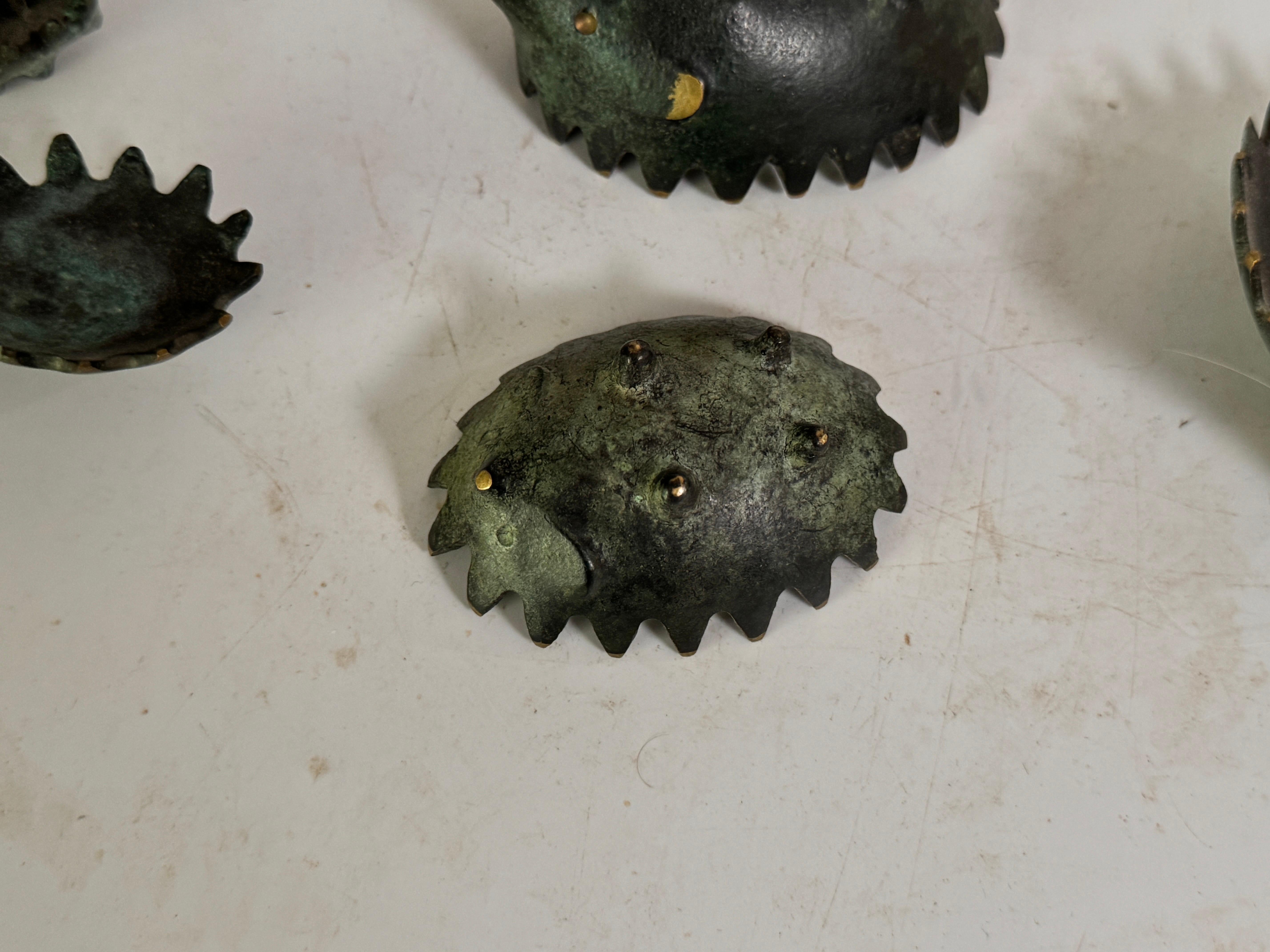 Brass Walter Bosse Hedgehog Sculpture Stacking Ashtrays 1950s Austrian For Sale 1