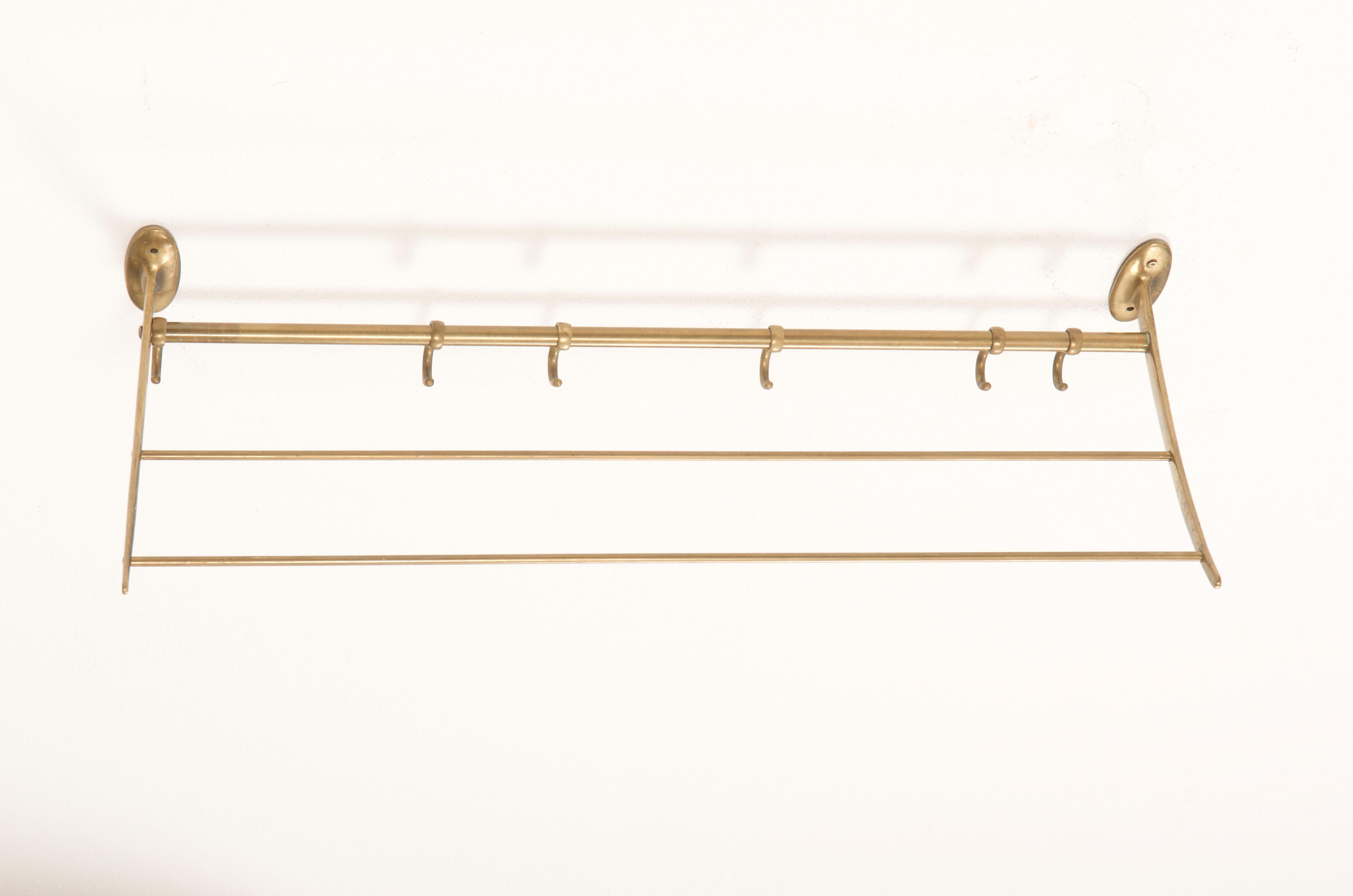 Brass Wardrobe Hat Rack by Karl Hagenauer Vienna For Sale 6