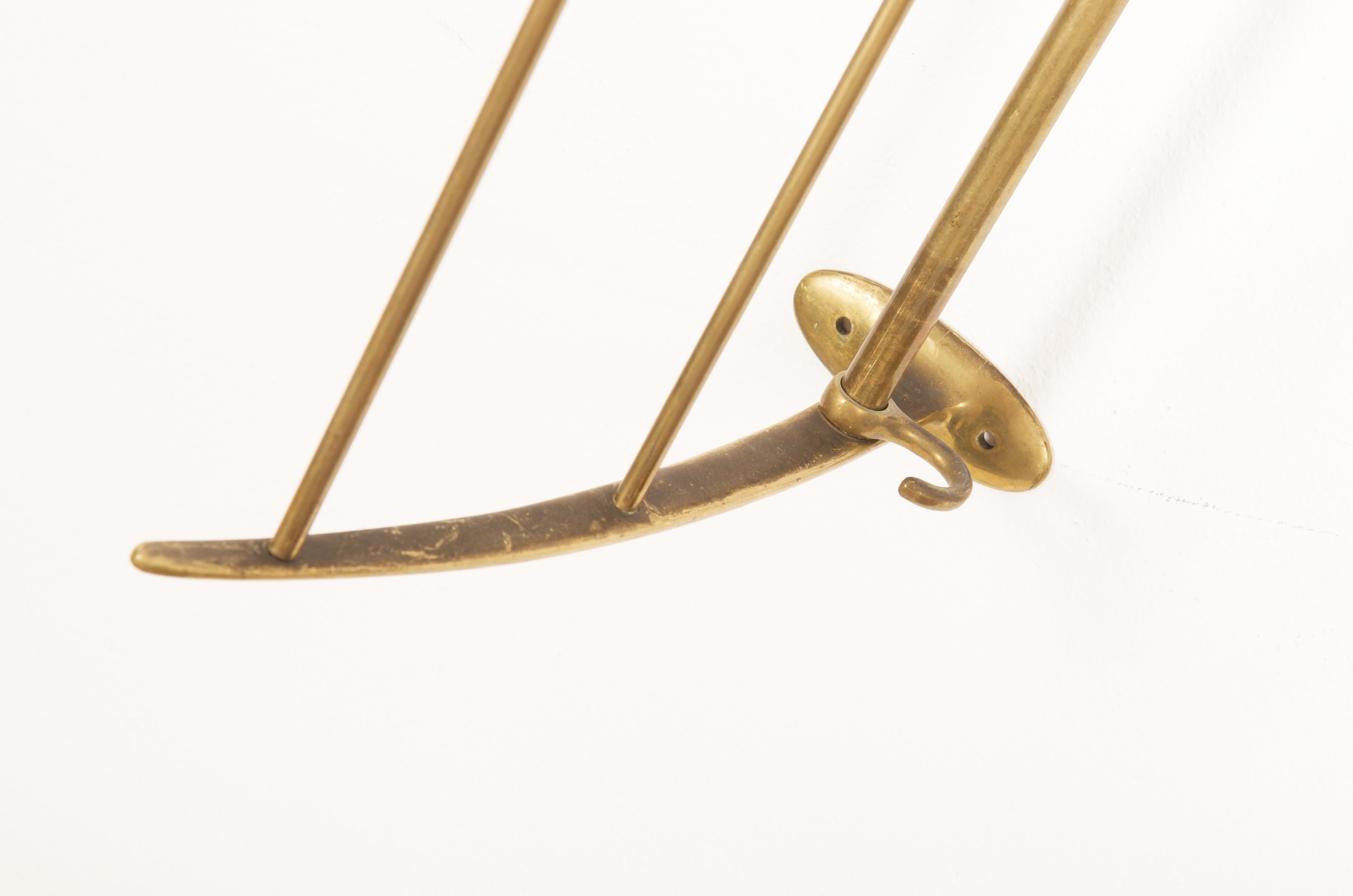 Mid-Century Modern Brass Wardrobe Hat Rack by Karl Hagenauer Vienna For Sale