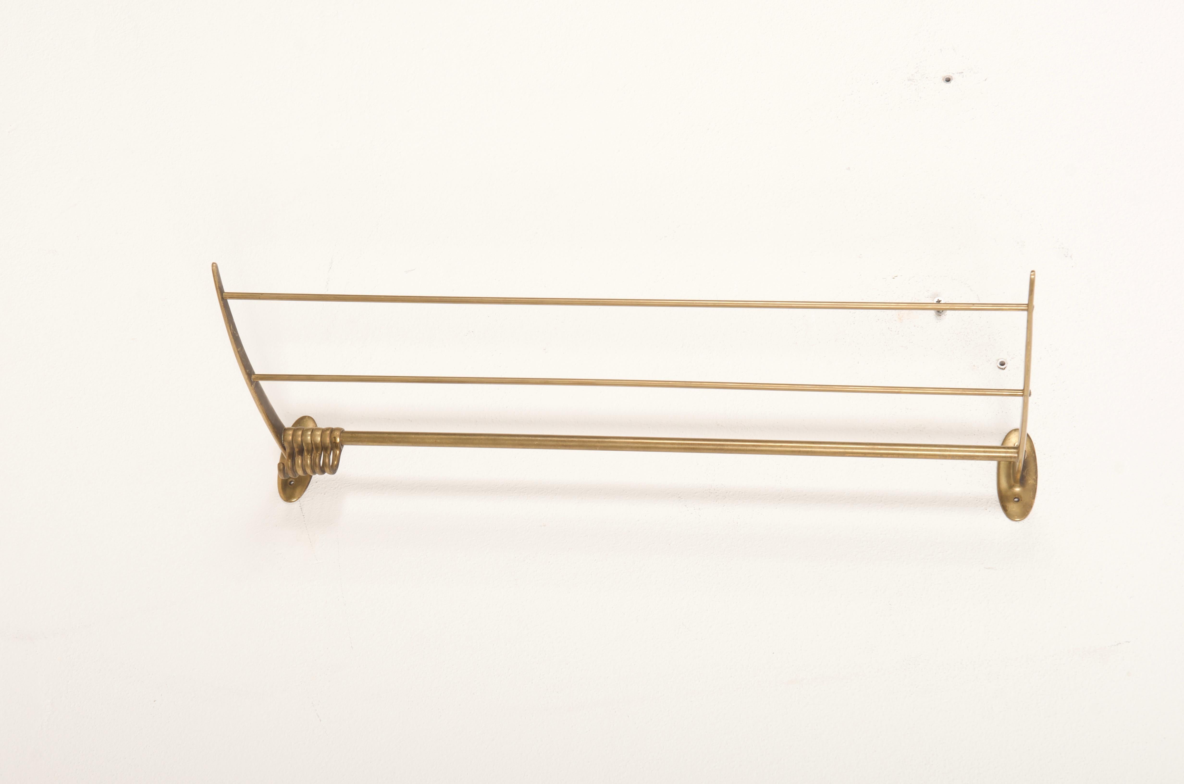 Austrian Brass Wardrobe Hat Rack by Karl Hagenauer Vienna For Sale