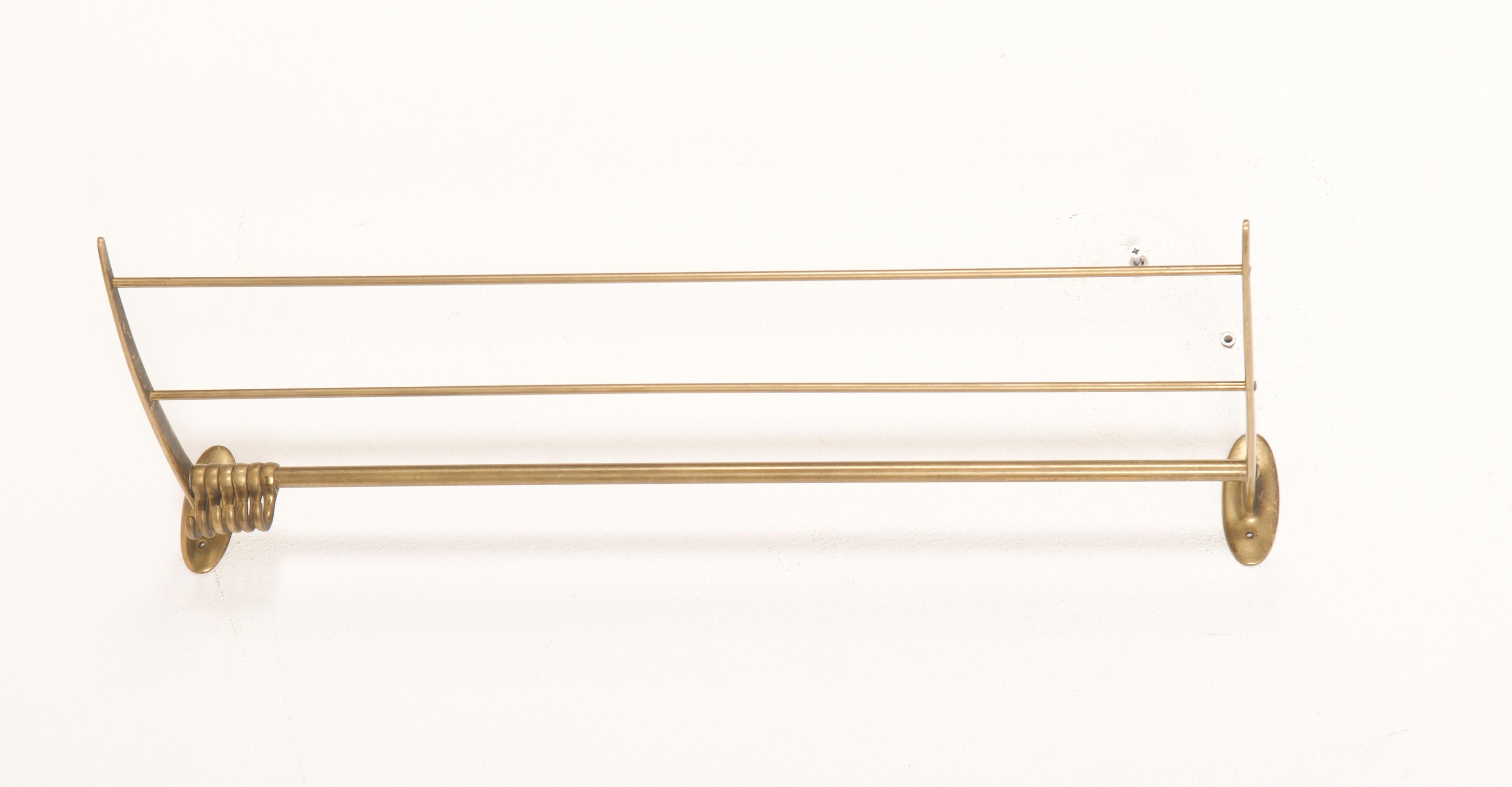 Mid-20th Century Brass Wardrobe Hat Rack by Karl Hagenauer Vienna For Sale