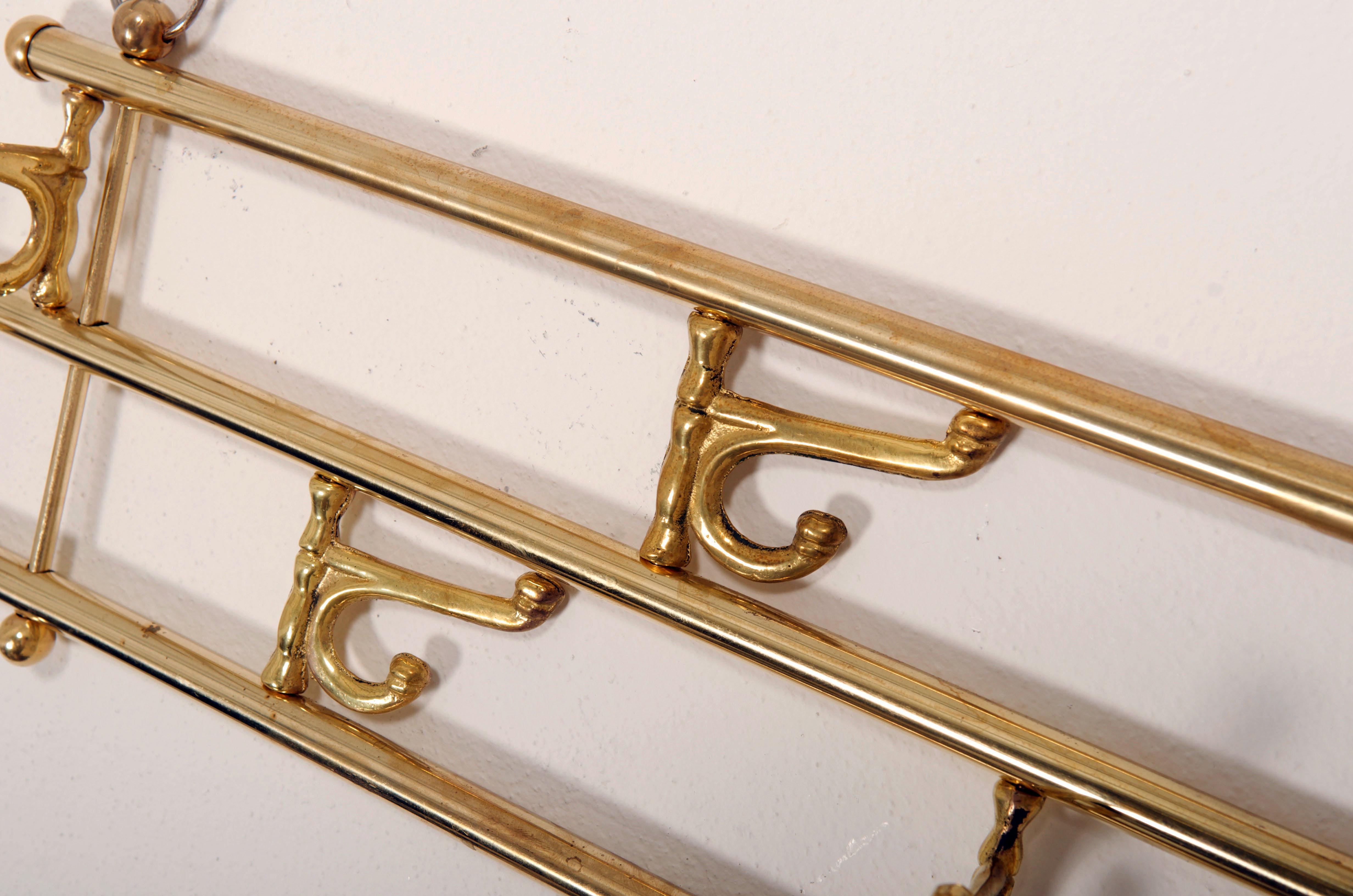Mid-Century Modern Brass Wardrobe Hat Rack Hanger