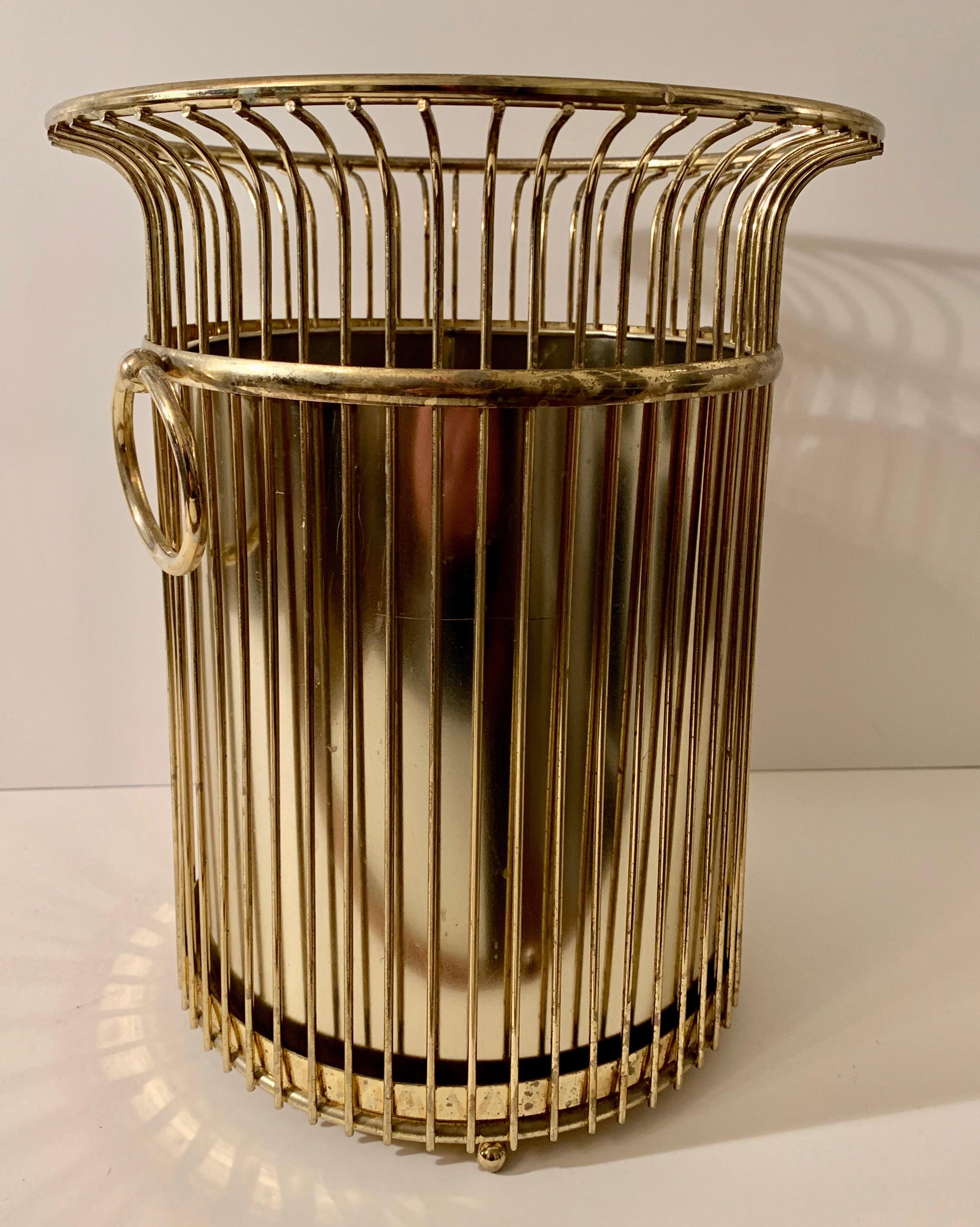 Hollywood Regency Brass Waste Can