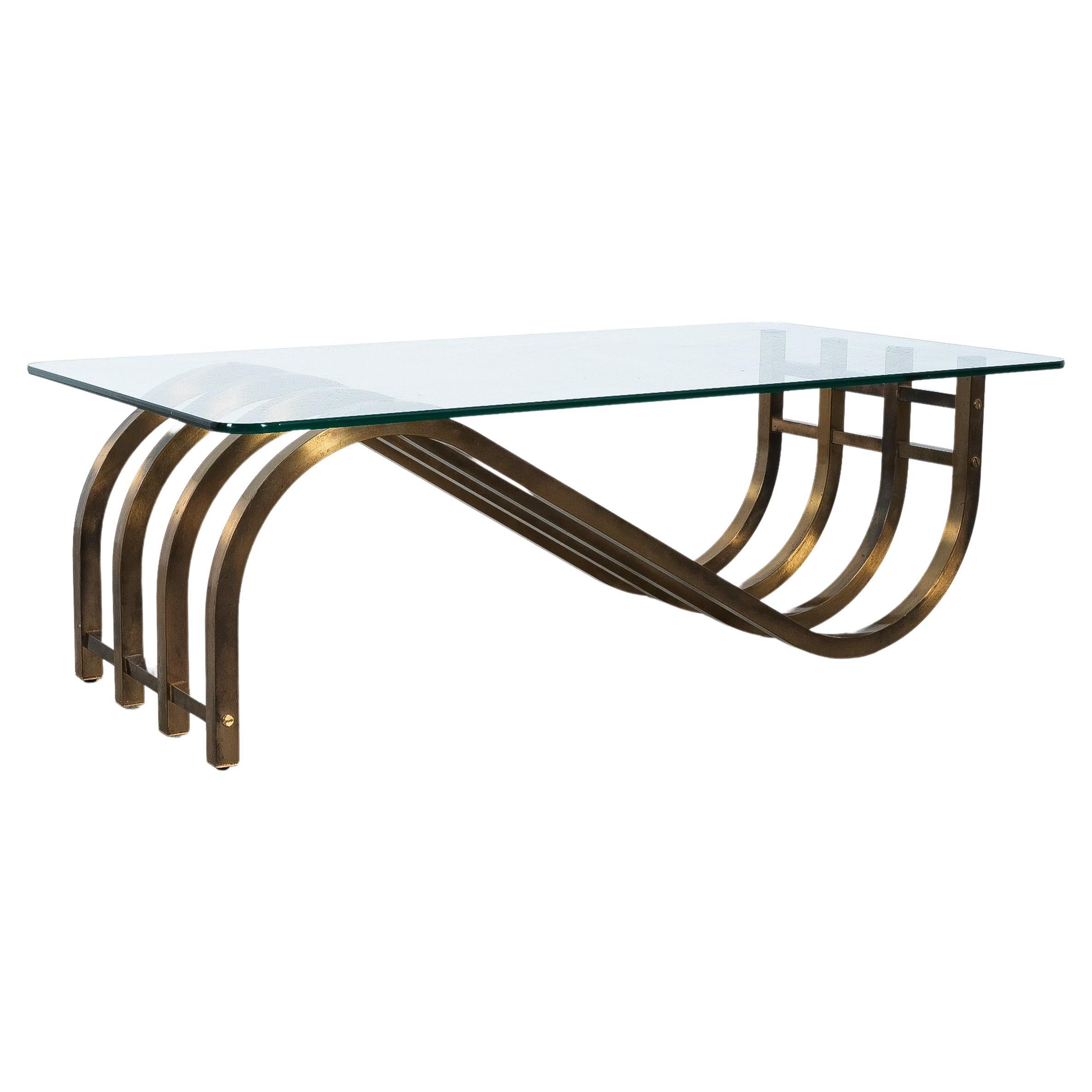 1940's Italian Glass Top Brass Coffee Table at 1stDibs