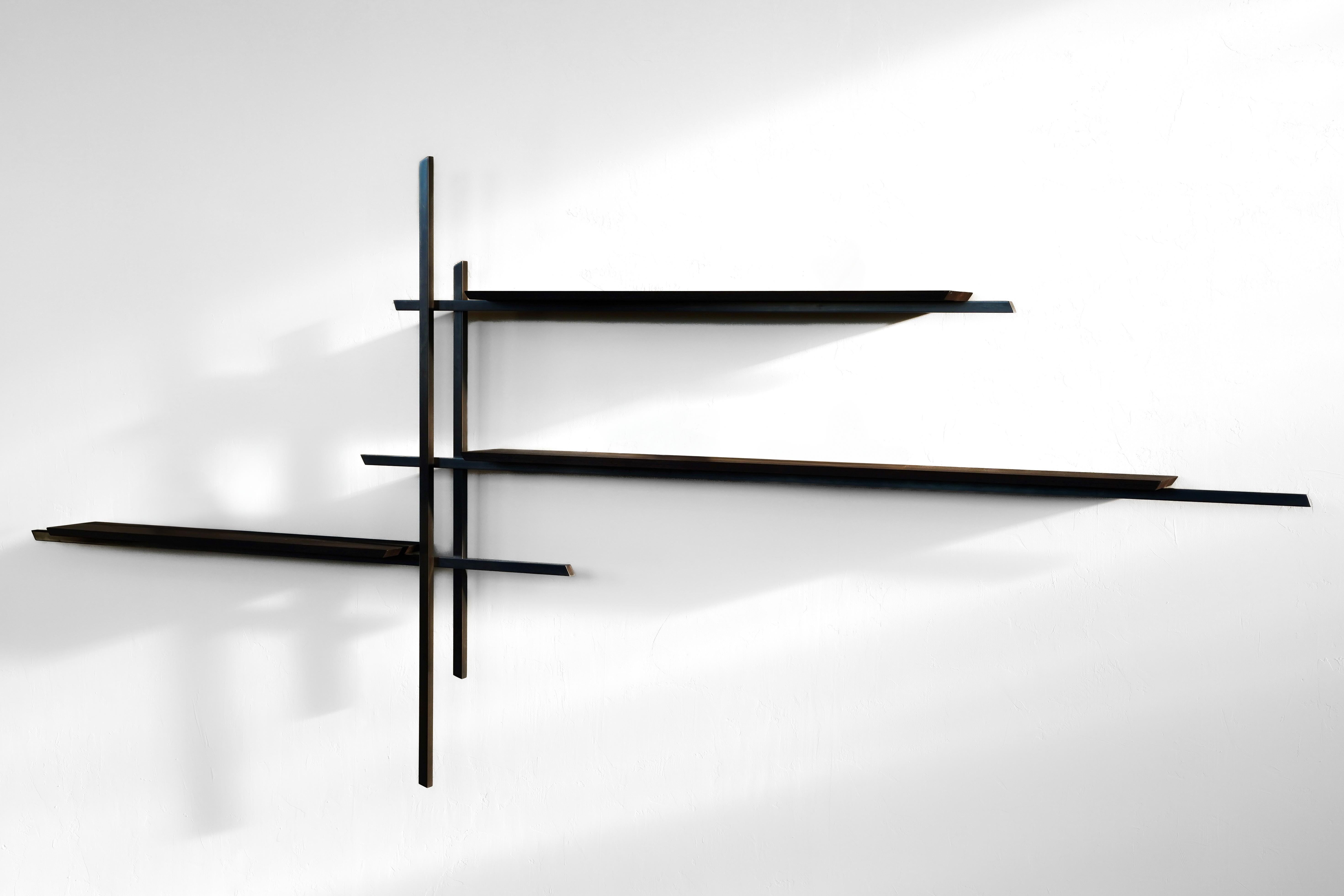 Tedesco Mensola Memento in ottone e legno di wengé di Eichkorn in vendita