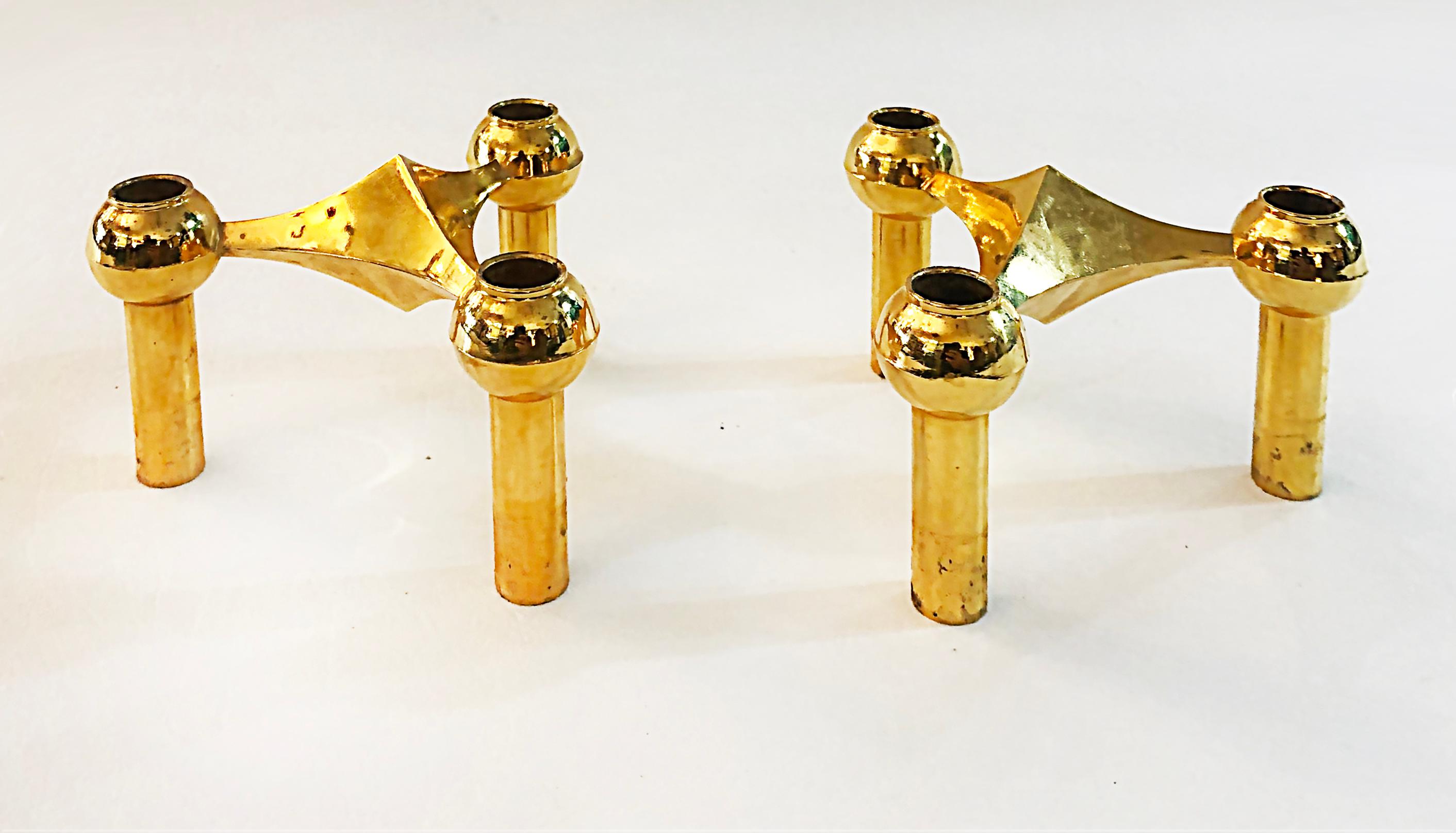 20th Century Brass Werner Stoff Candle Holders for Hans Nagel, Set of 9