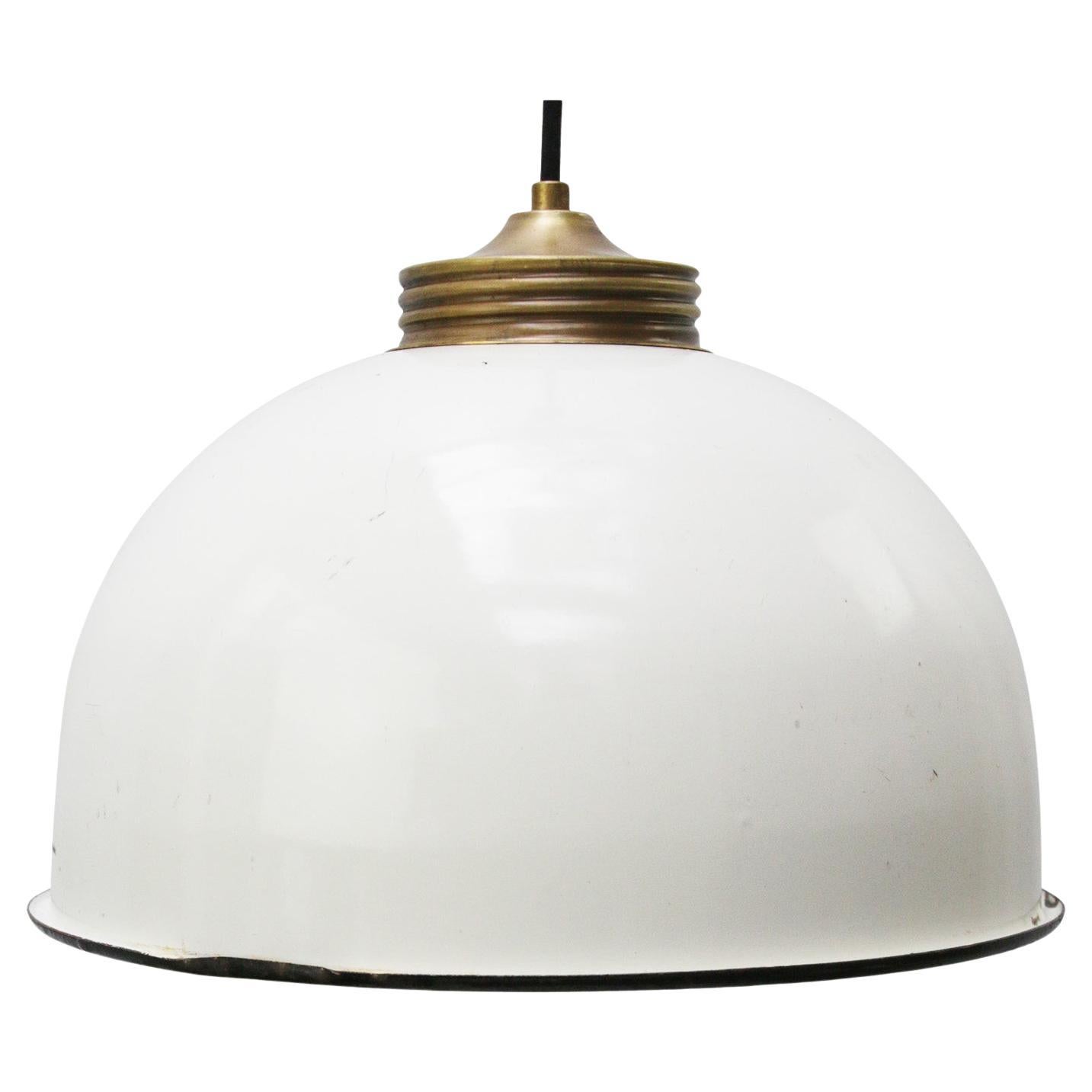 Brass White Enamel Vintage Industrial Pendant Lights