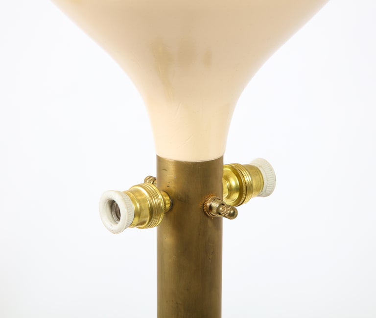 Brass & White Enameled Floor Lamp, Italy, 1960's For Sale 6