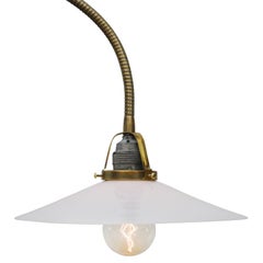 Brass White Opaline Glass Vintage Flexible Arm Wall Lights Sconces