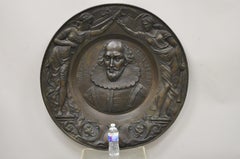Brass William Shakespeare Repousse Embossed Round Charger Plate