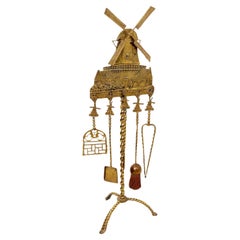 Brass Windmill Fireplace Tool Set