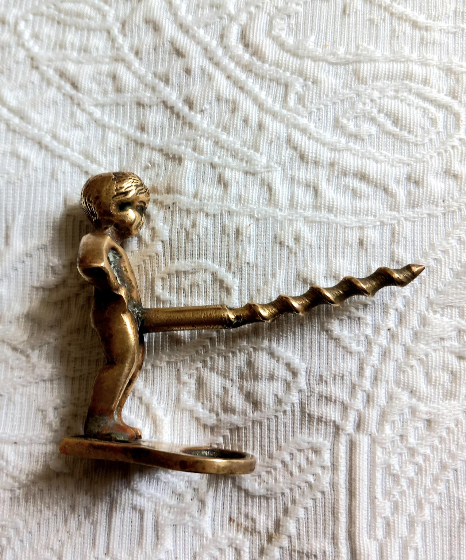 Brass Wine and Bottle CAP Opener Putto For Sale 2