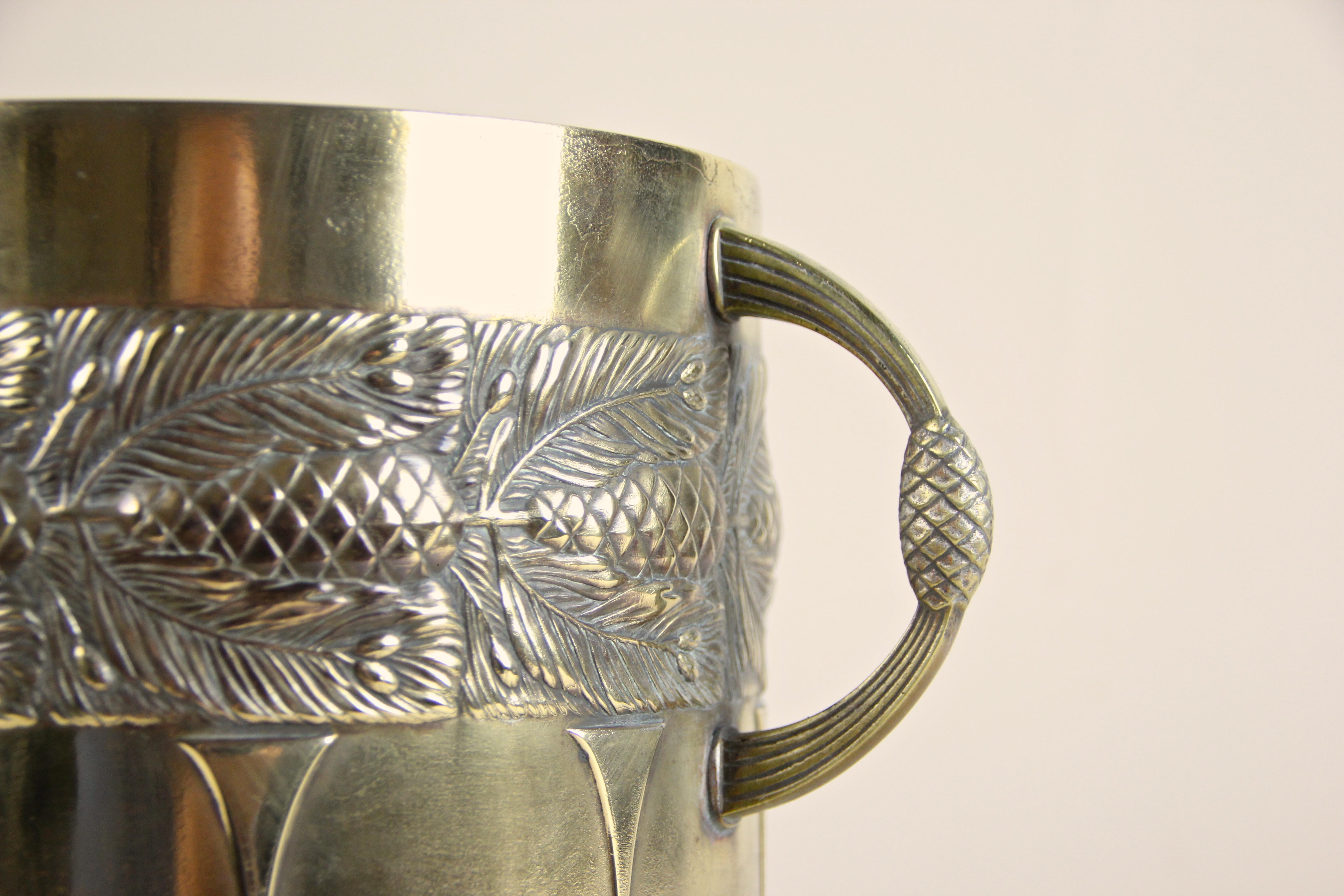 Brass Wine Cooler or Cachepot by WMF Art Nouveau, Germany, circa 1915 3