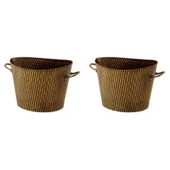 Brass Wine Cooler with Bamboo Pattern