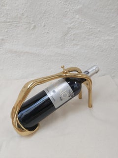 Brass Wine Pourer Solid Sand Cast Handmade Decorative Object for Bar or Table