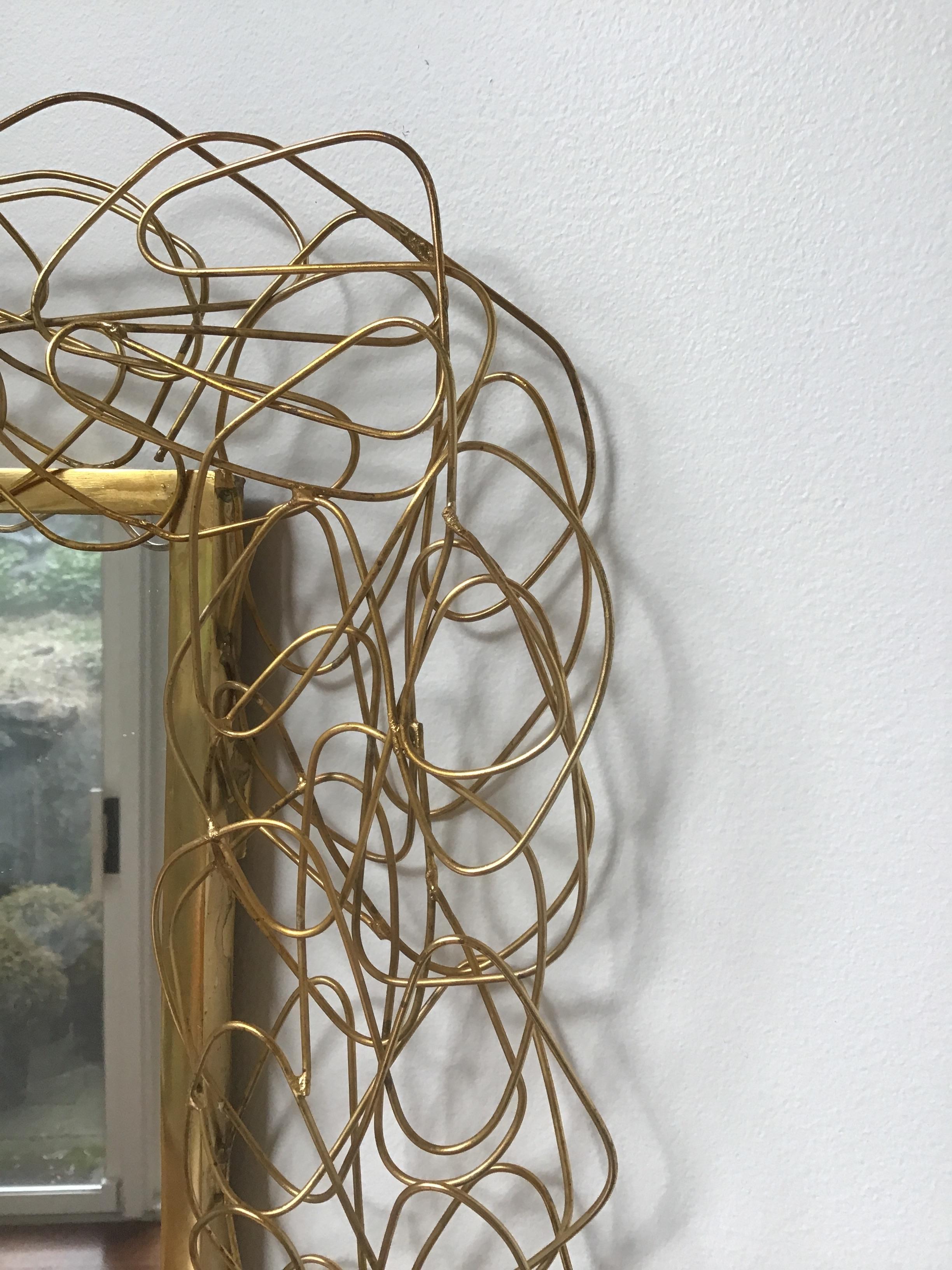 Contemporary Brass Wire Mirror For Sale