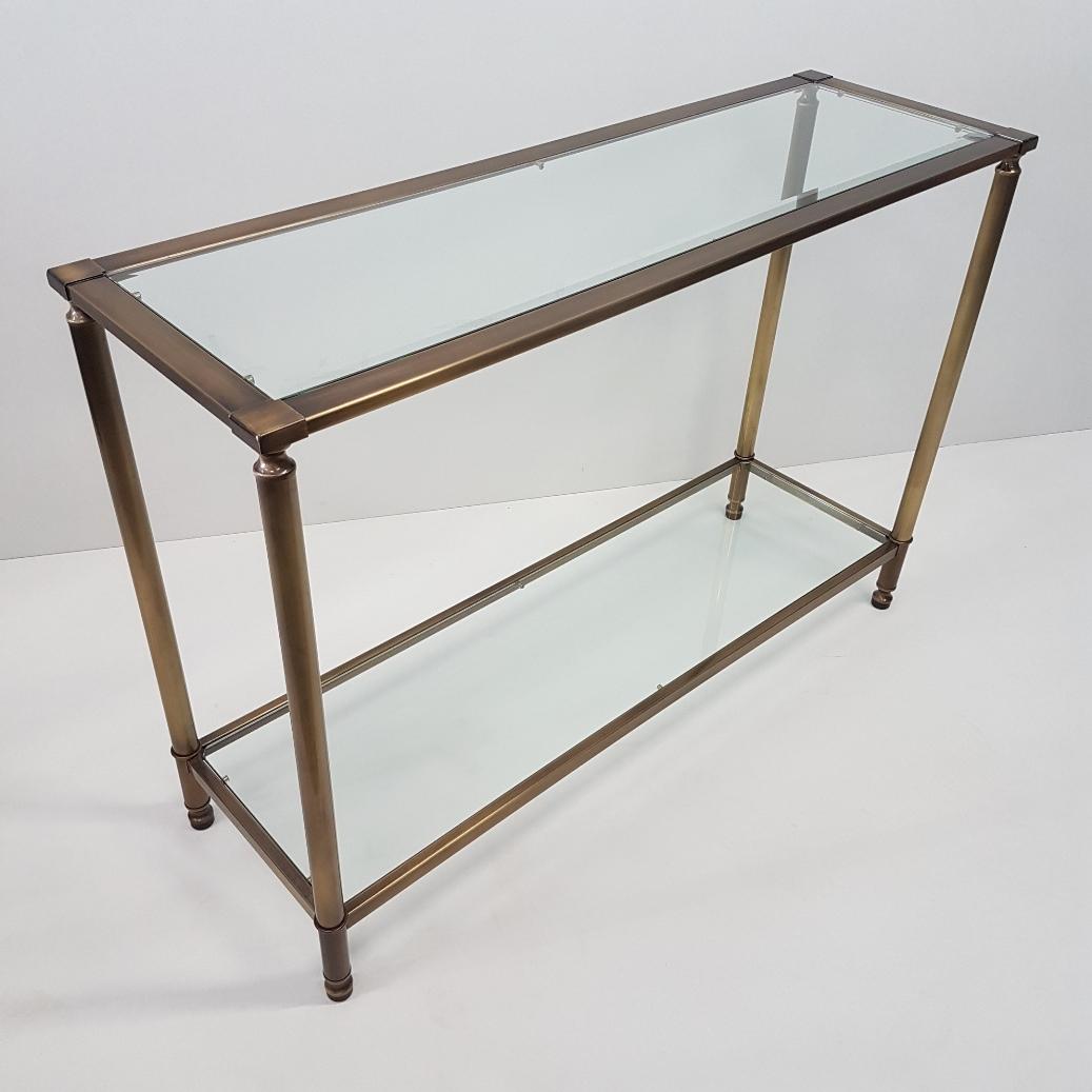 Brass with Cut Glass French Console Table, 1980s 4